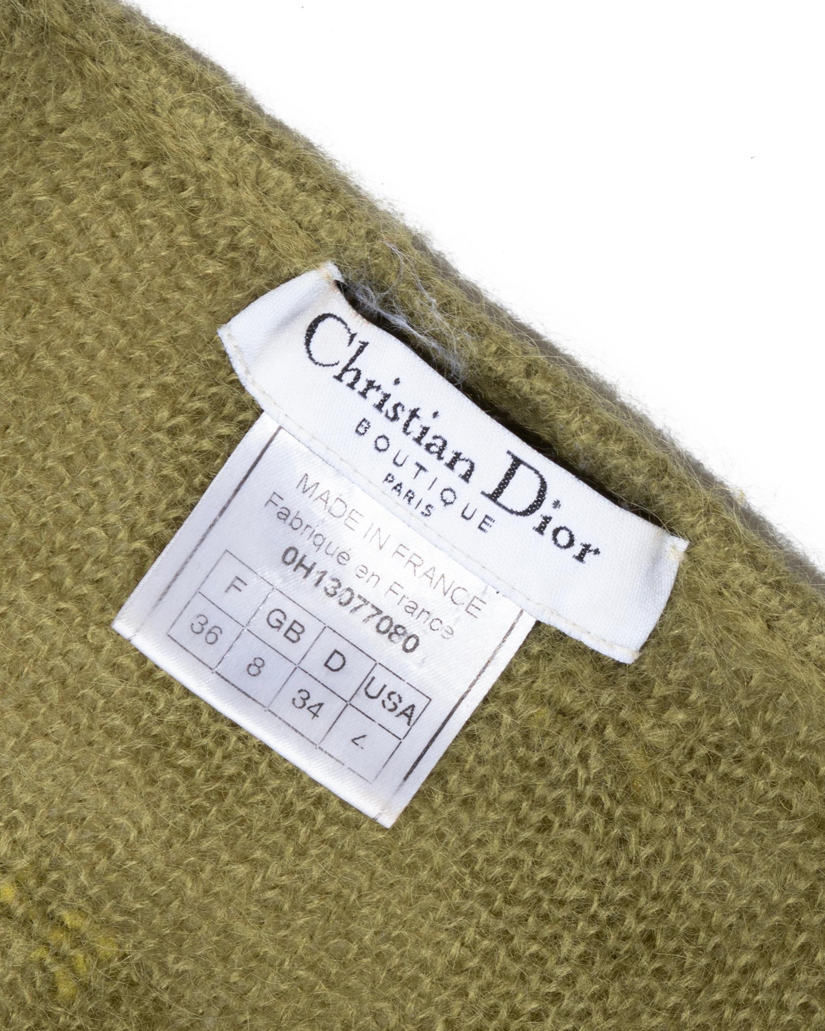 Christian Dior by John Galliano Green Mohair and Silk Knitted Cardigan, fw 2000 For Sale 10