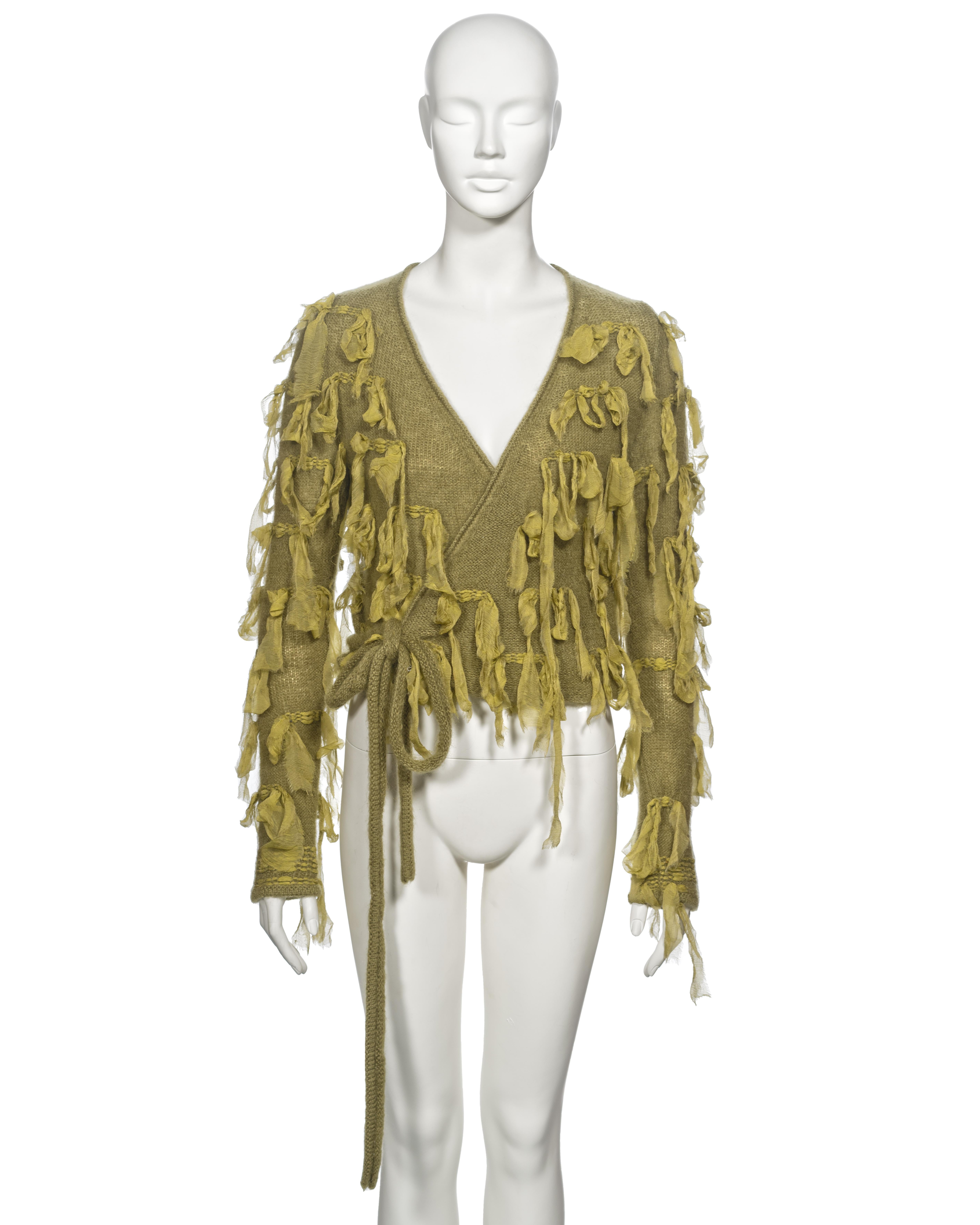 Christian Dior by John Galliano Green Mohair and Silk Knitted Cardigan, fw 2000 In Excellent Condition For Sale In London, GB