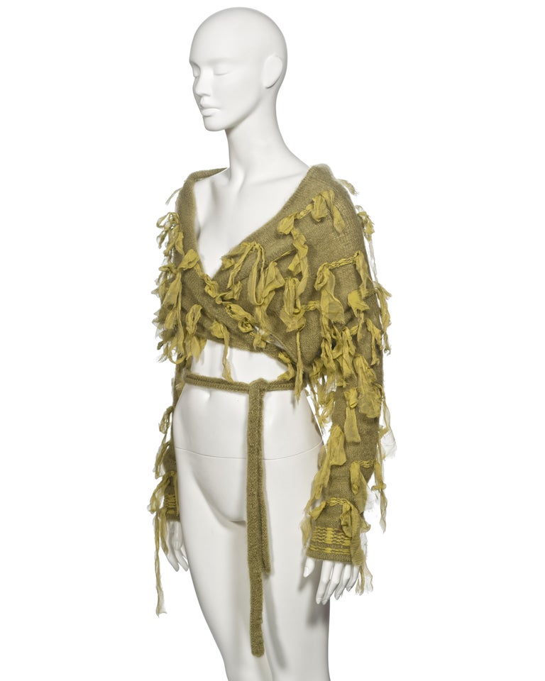 Cardigan Luxueux John Galliano En Cachemire Et Soie Vert D'eau - Taille XL, Neuf Avec étiquettes