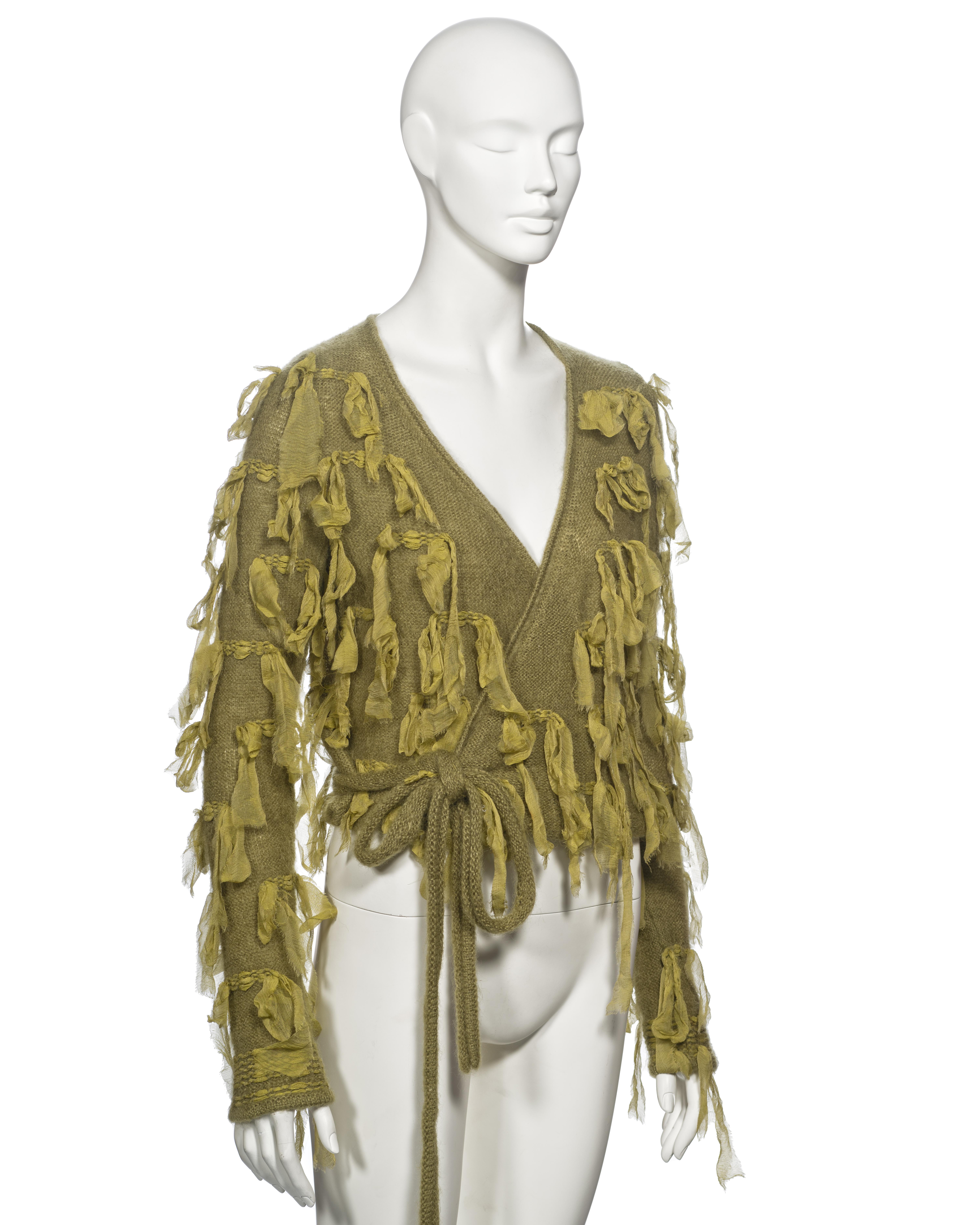 Christian Dior by John Galliano Green Mohair and Silk Knitted Cardigan, fw 2000 For Sale 4