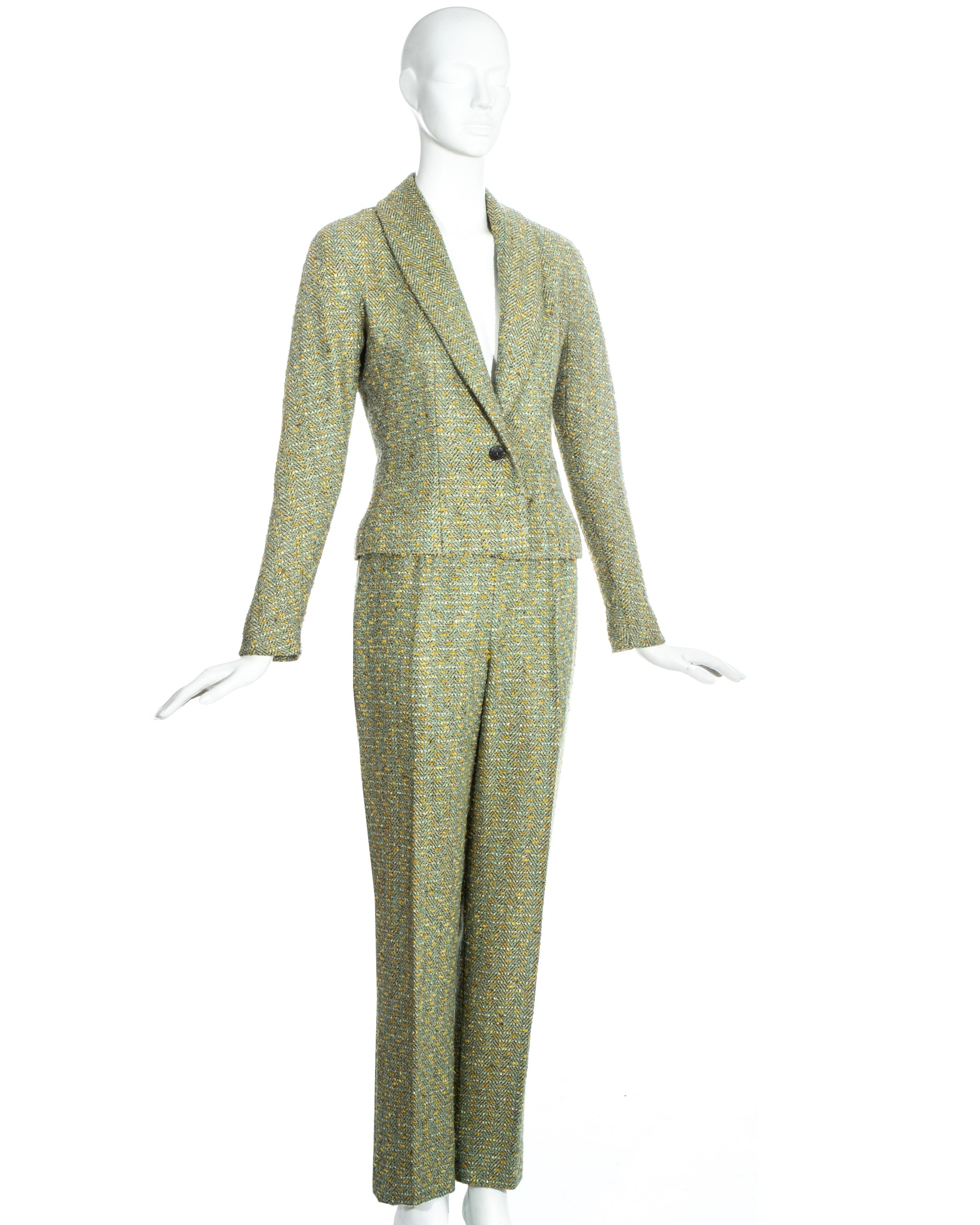 Christian Dior by John Galliano Grüner 3-teiliger Anzug aus Tweed, H/W 1998 im Zustand „Hervorragend“ im Angebot in London, GB