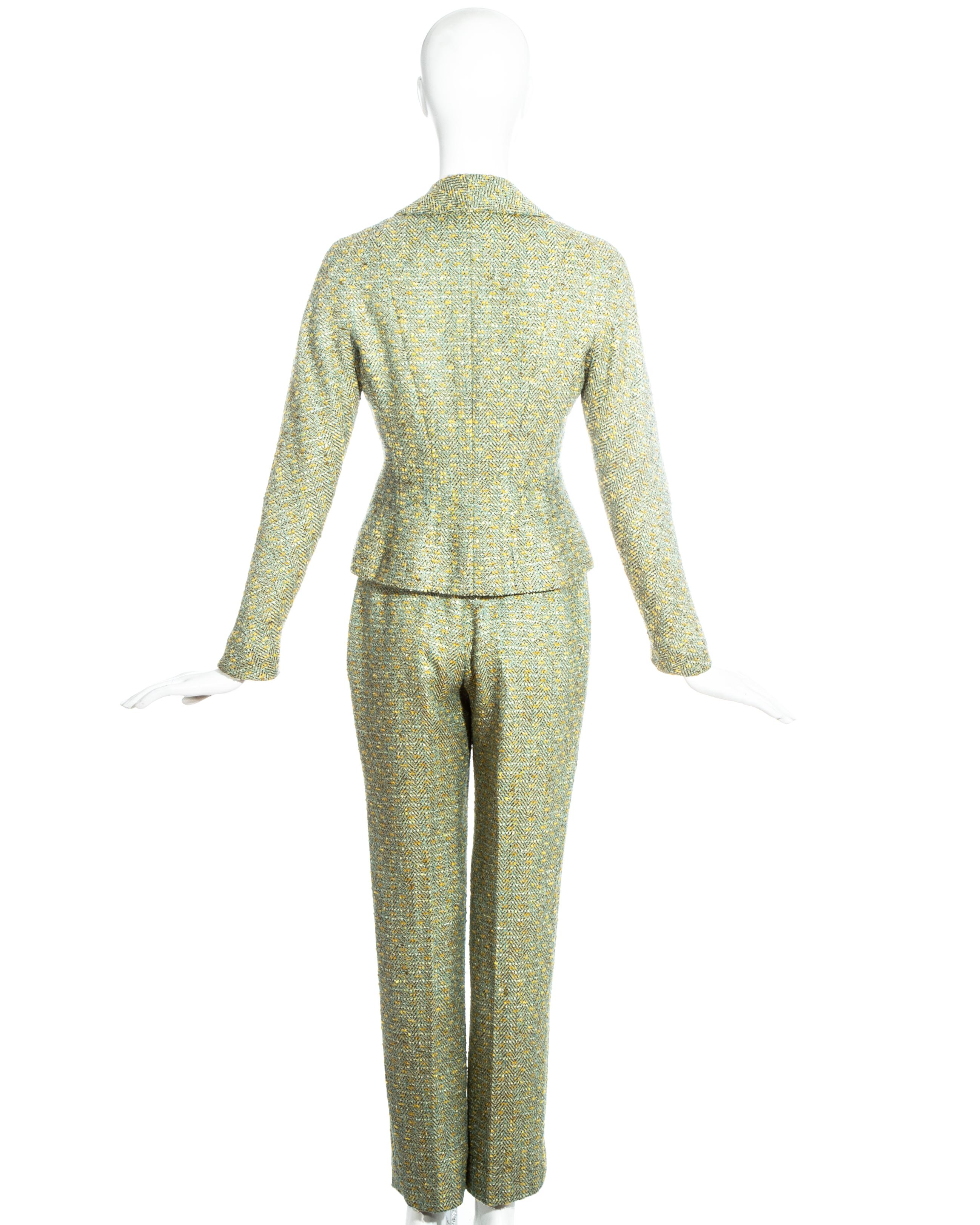Christian Dior by John Galliano Grüner 3-teiliger Anzug aus Tweed, H/W 1998 Damen im Angebot