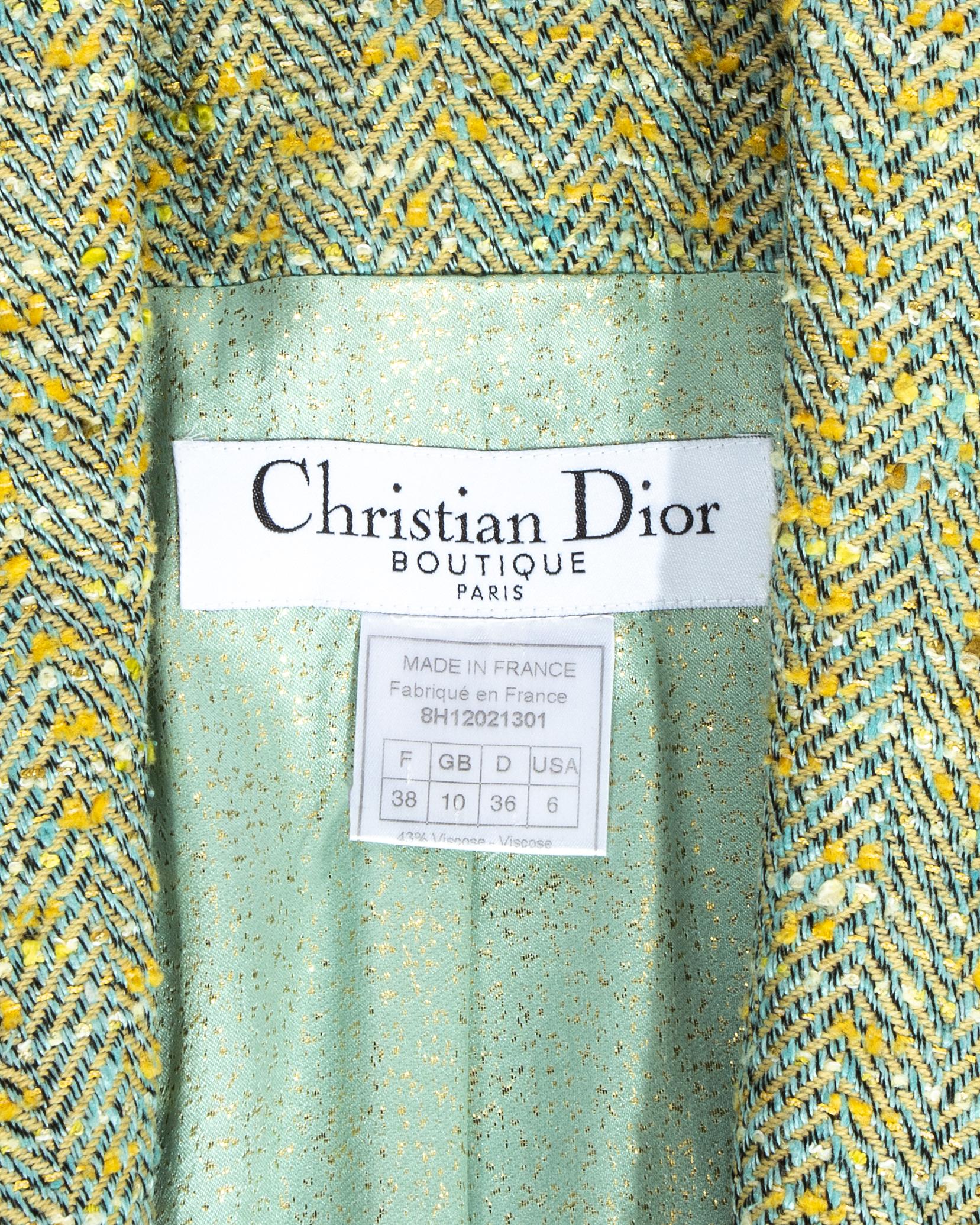 Women's Christian Dior by John Galliano green tweed 3-piece suit, fw 1998 For Sale