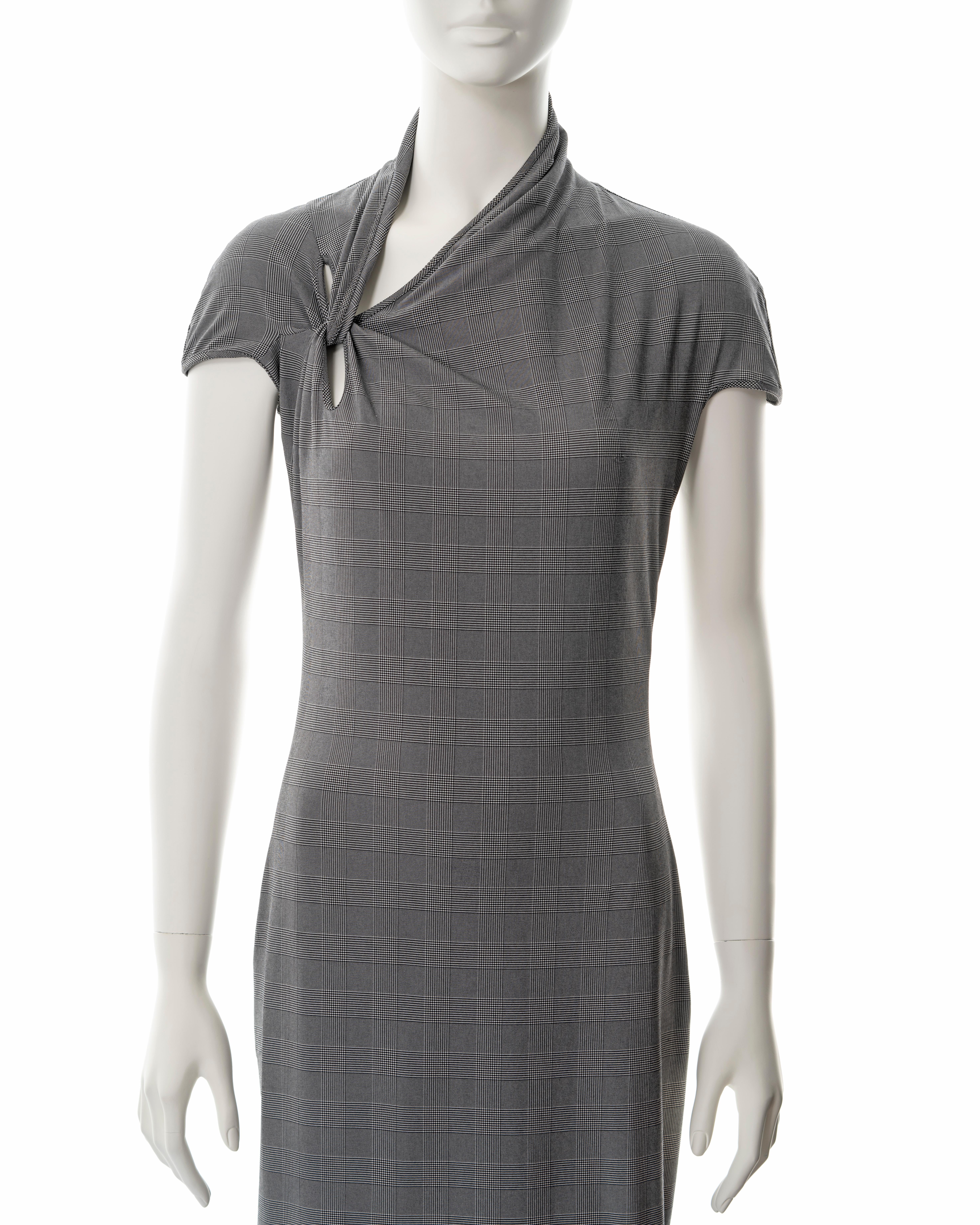 Christian Dior by John Galliano grey checked nylon sheath dress, ss 2000 In Good Condition For Sale In London, GB
