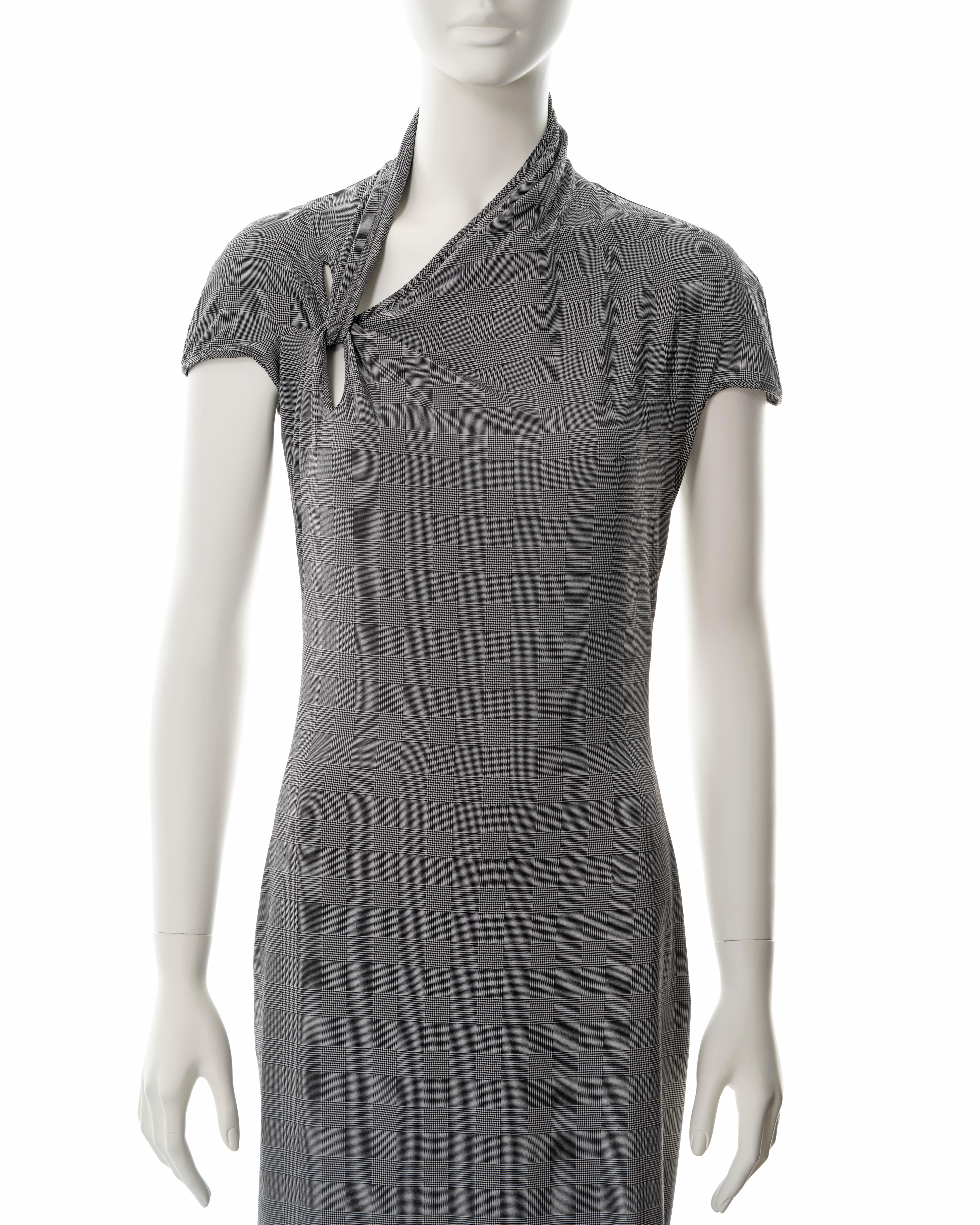 Gray Christian Dior by John Galliano grey checked nylon sheath dress, ss 2000 For Sale