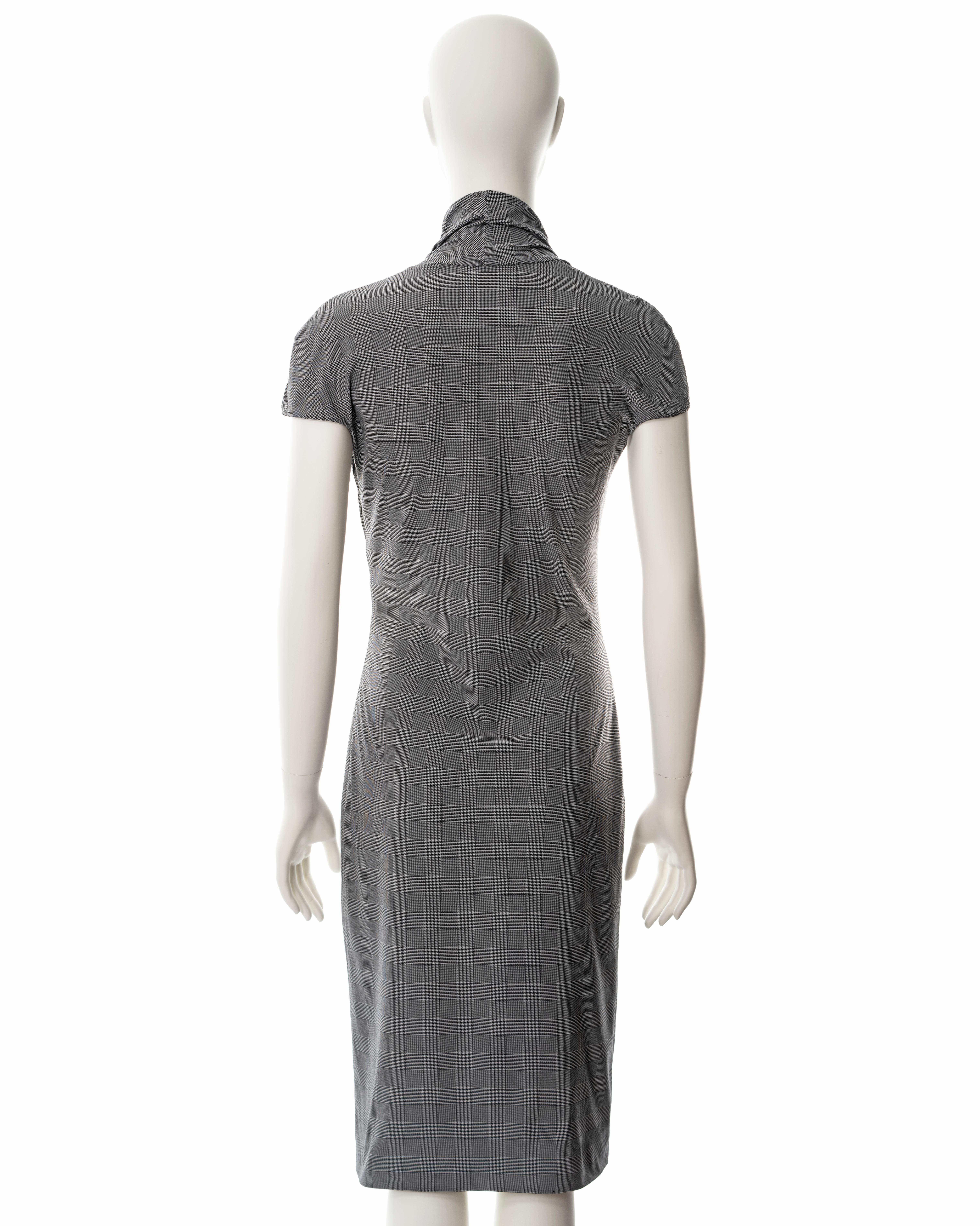 Christian Dior by John Galliano grey checked nylon sheath dress, ss 2000 For Sale 3