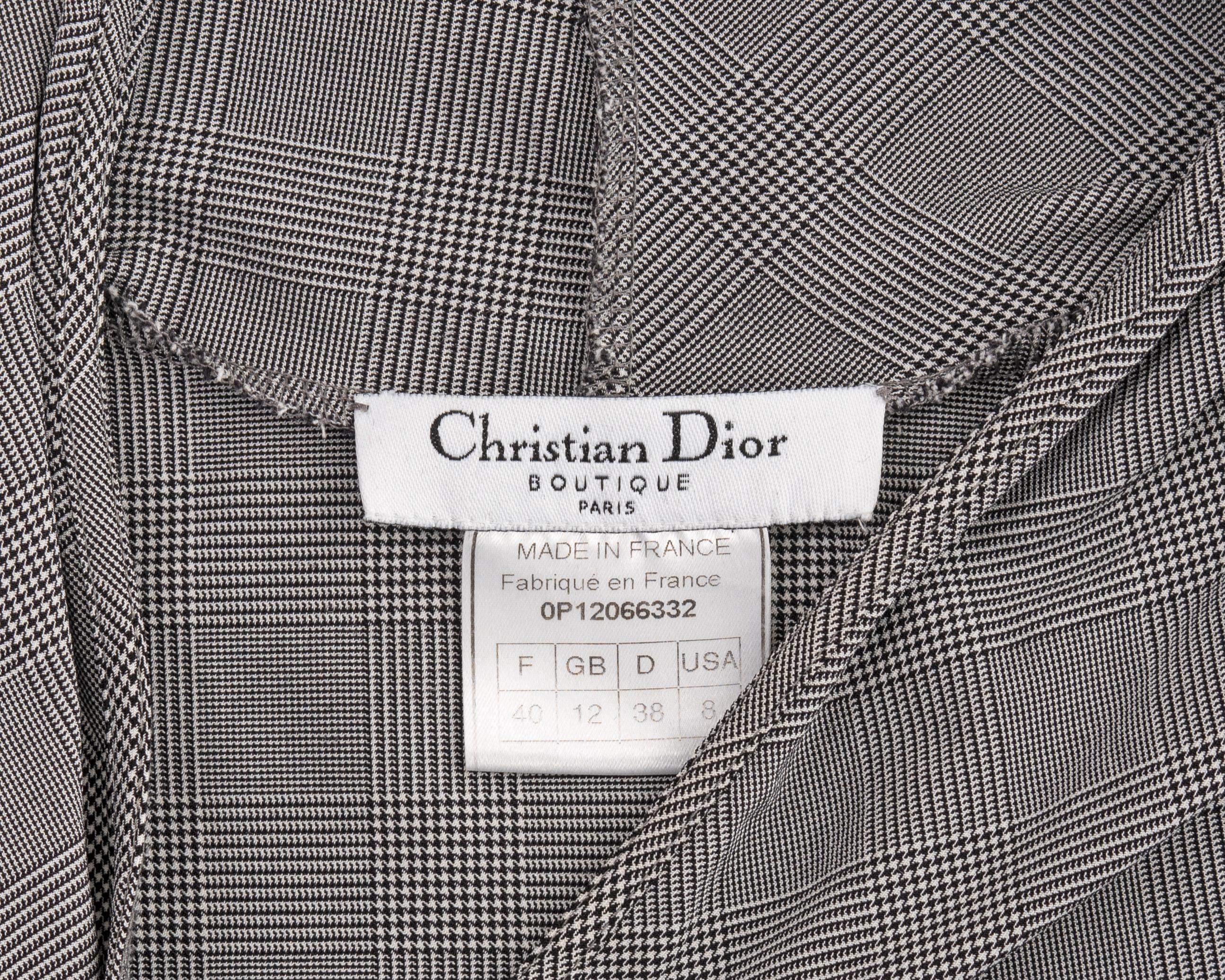 Christian Dior by John Galliano Graues kariertes Etuikleid aus Nylon, Frühjahr/Sommer 2000 im Angebot 4
