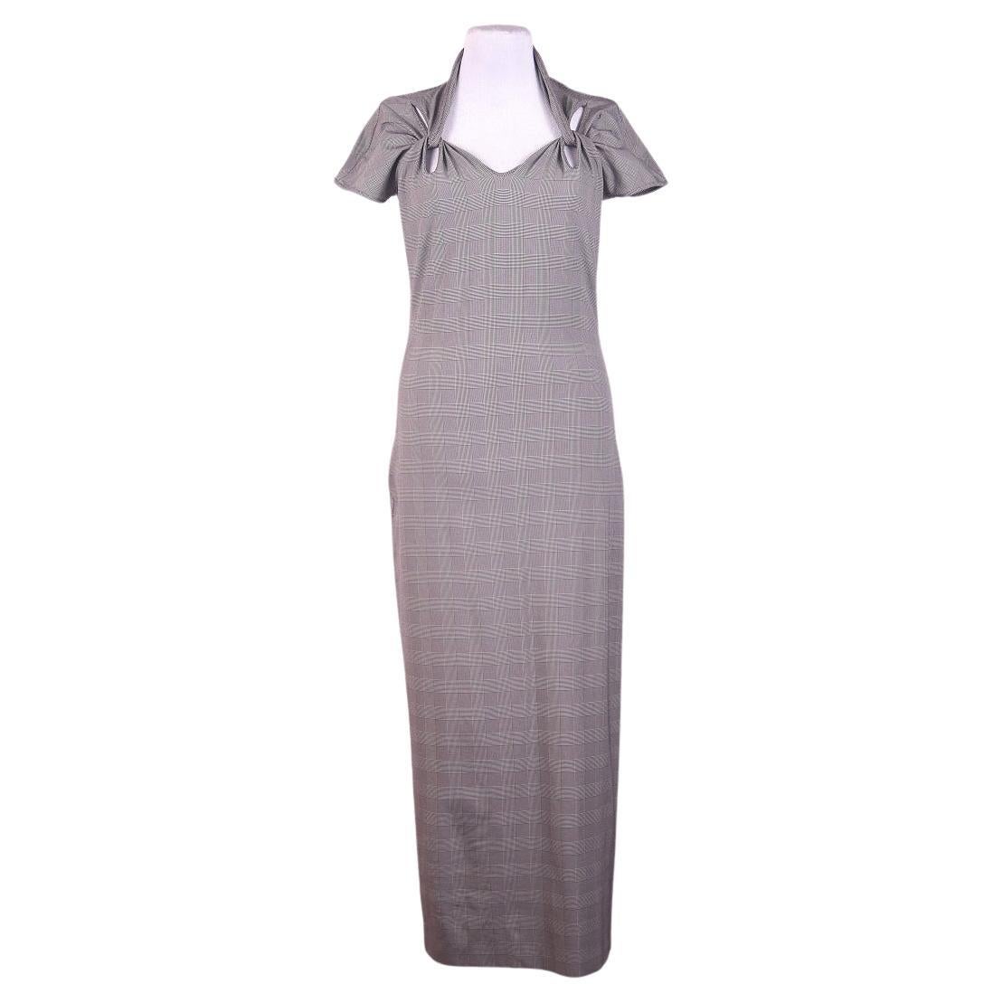 Christian Dior by John Galliano grey checked nylon sheath dress, ss 2000 For Sale