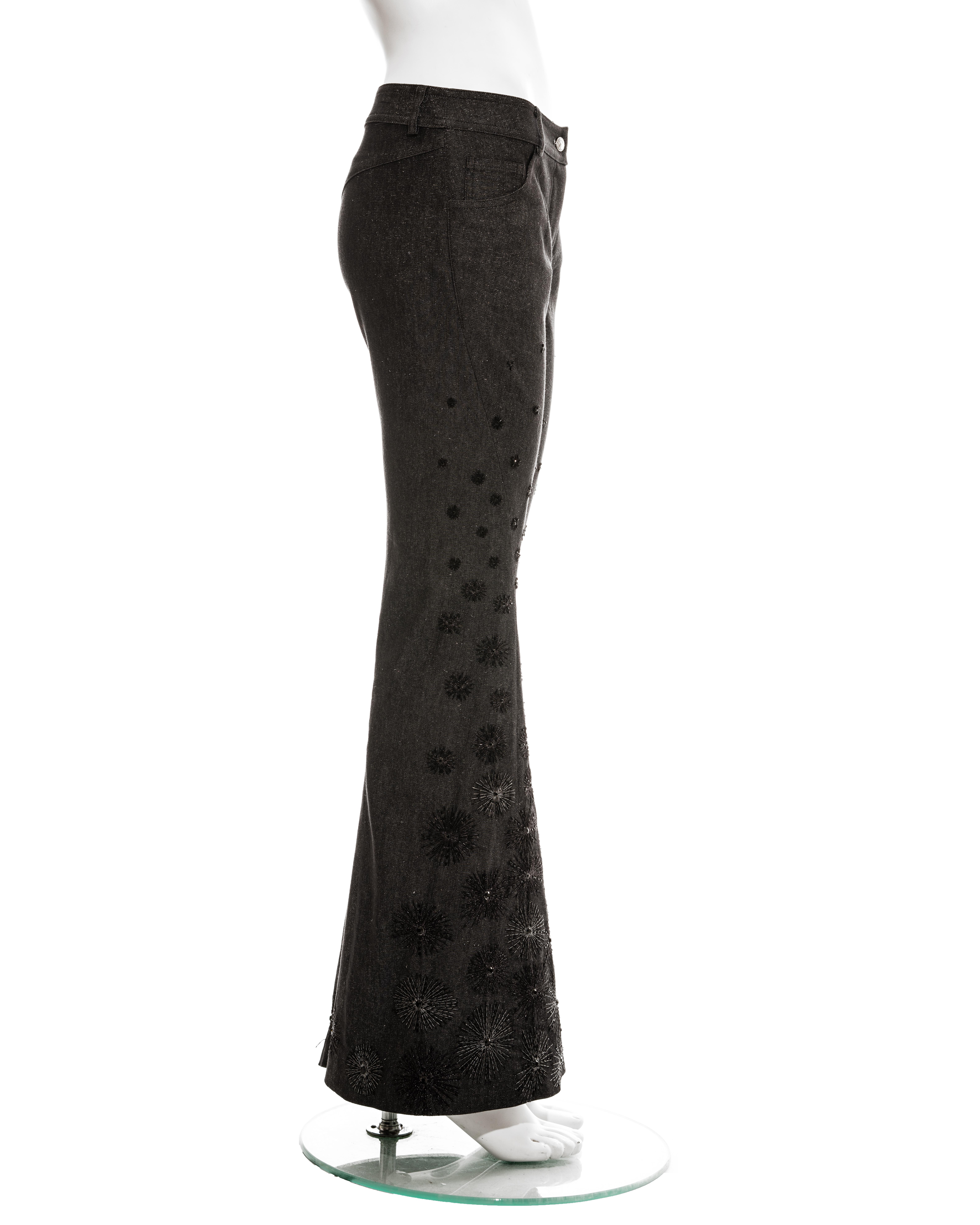 De las mujeres Christian Dior by John Galliano pantalón vaquero gris bordado y con cuentas, ss 2002