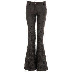 Christian Dior by John Galliano pantalón vaquero gris bordado y con cuentas, ss 2002