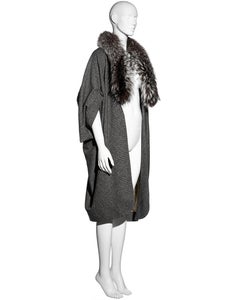 Christian Dior by John Galliano grey Donegal tweed and fox fur coat, fw 1998