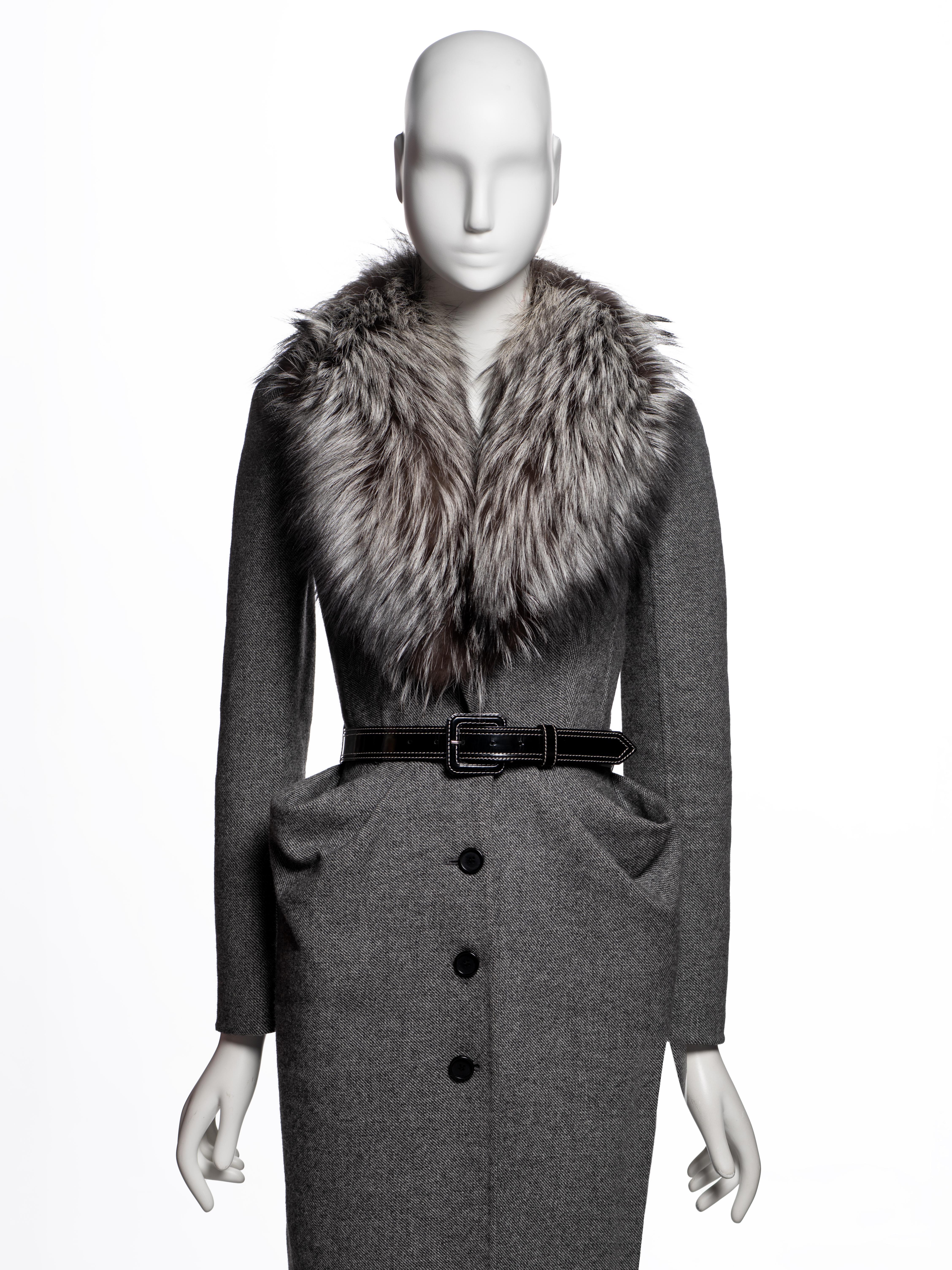 Nero Christian Dior for Christian Dior, John Galliano for Christian Dior, Cappotto in lana e volpe, PF 2009