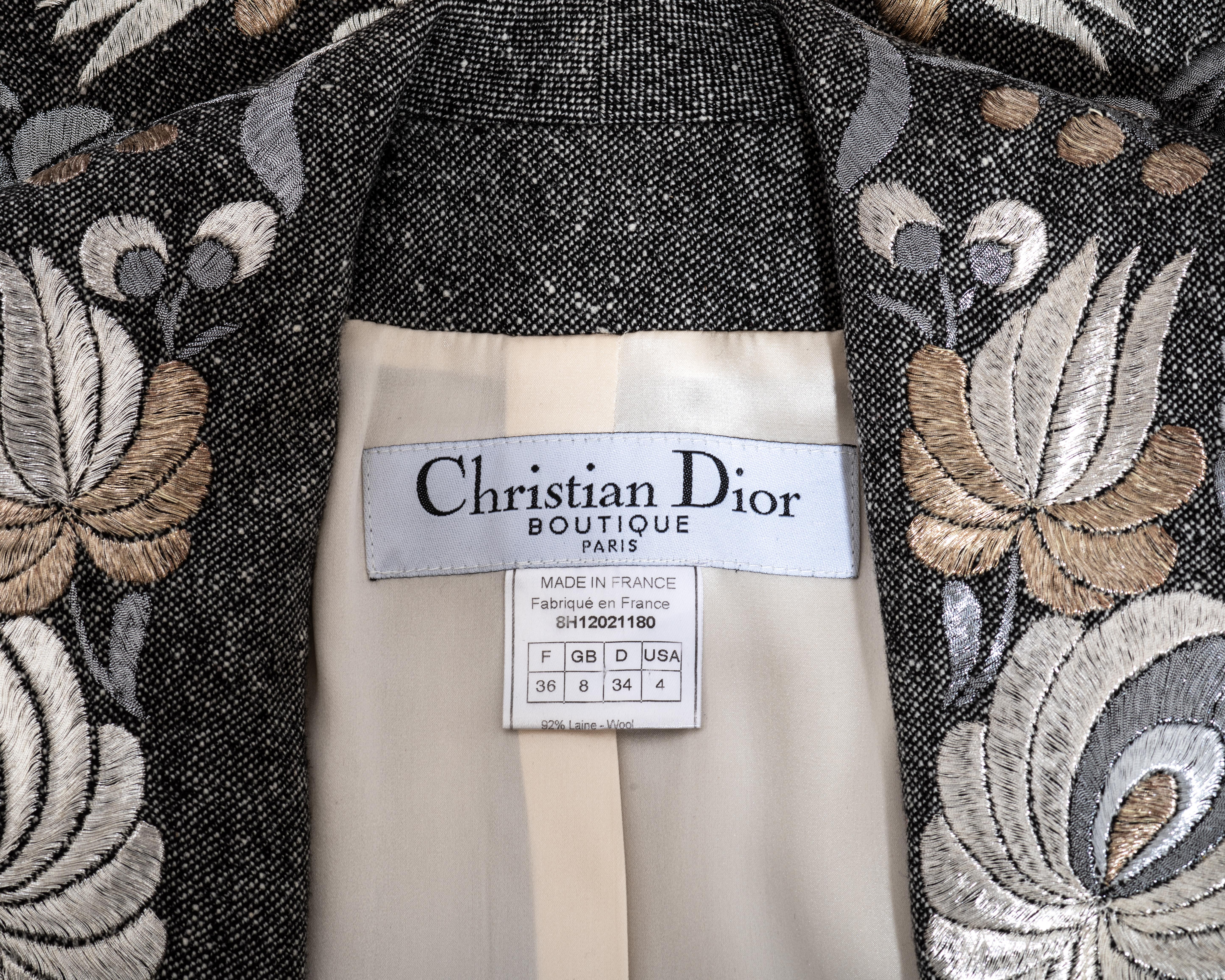 Christian Dior by John Galliano Grauer bestickter Tweed-Hosenanzug, fw 1998 im Angebot 2
