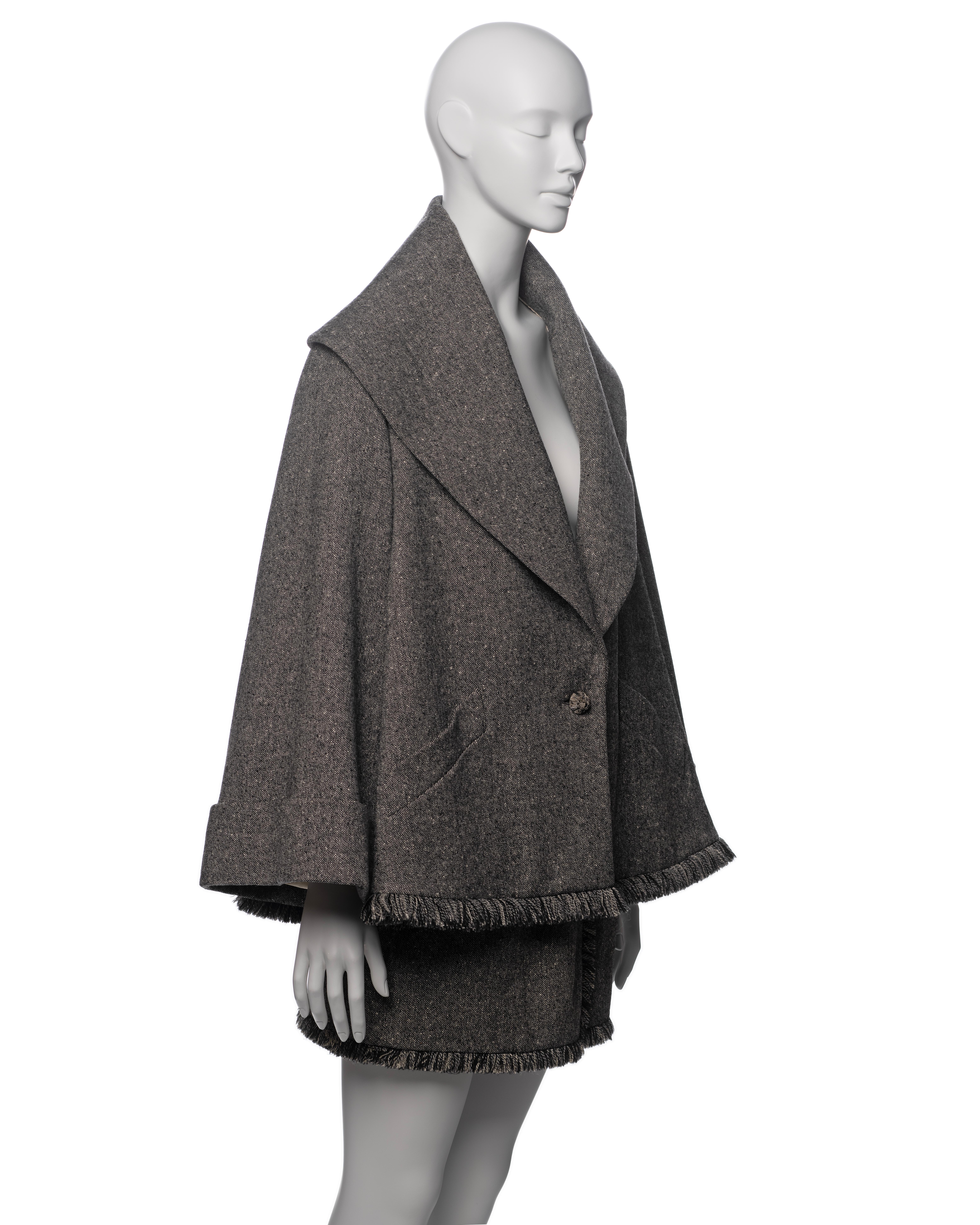Christian Dior by John Galliano Grey Tweed Jacket and Mini Skirt Suit, FW 1998 For Sale 7