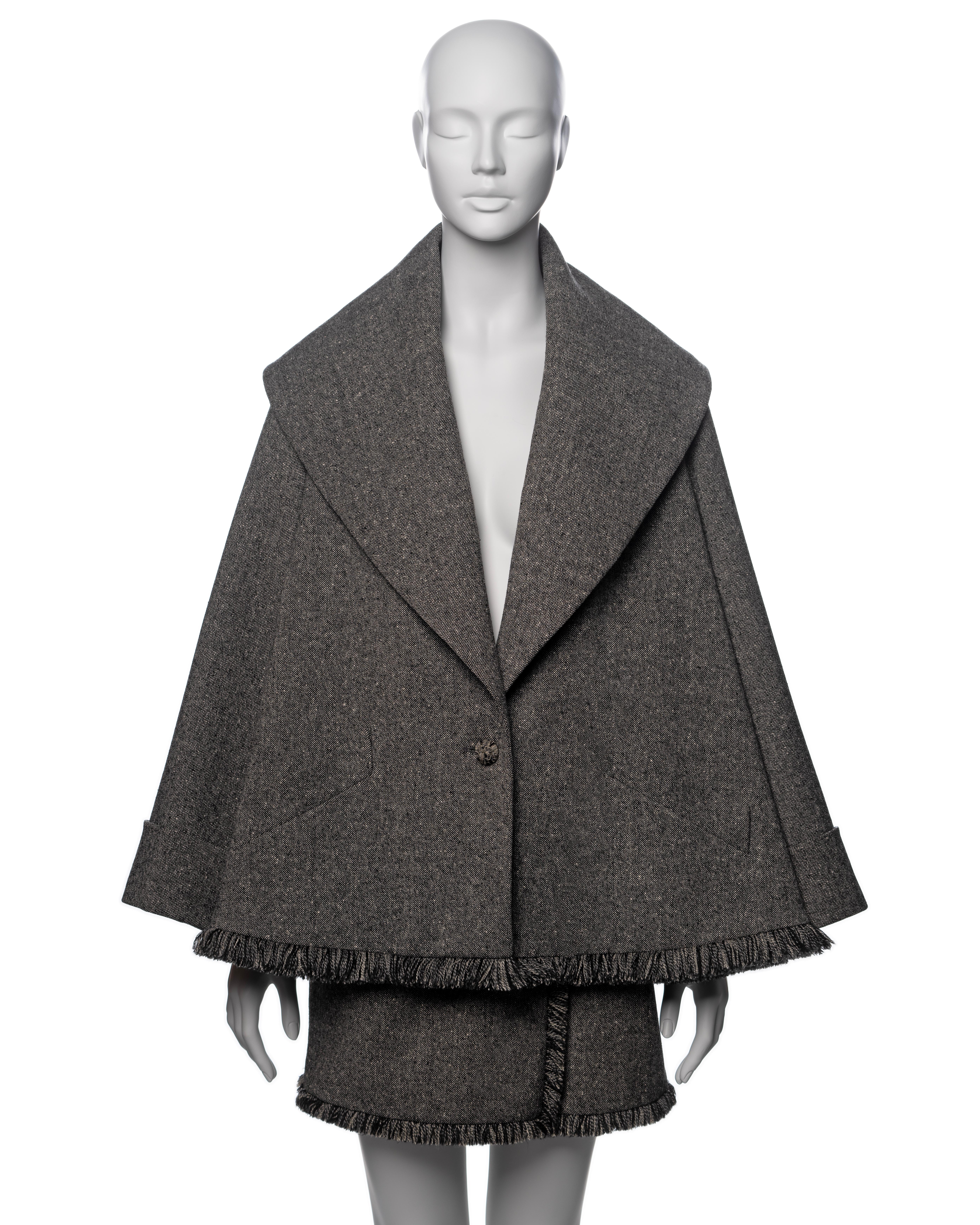 Christian Dior by John Galliano Grey Tweed Jacket and Mini Skirt Suit, FW 1998 In Excellent Condition For Sale In London, GB