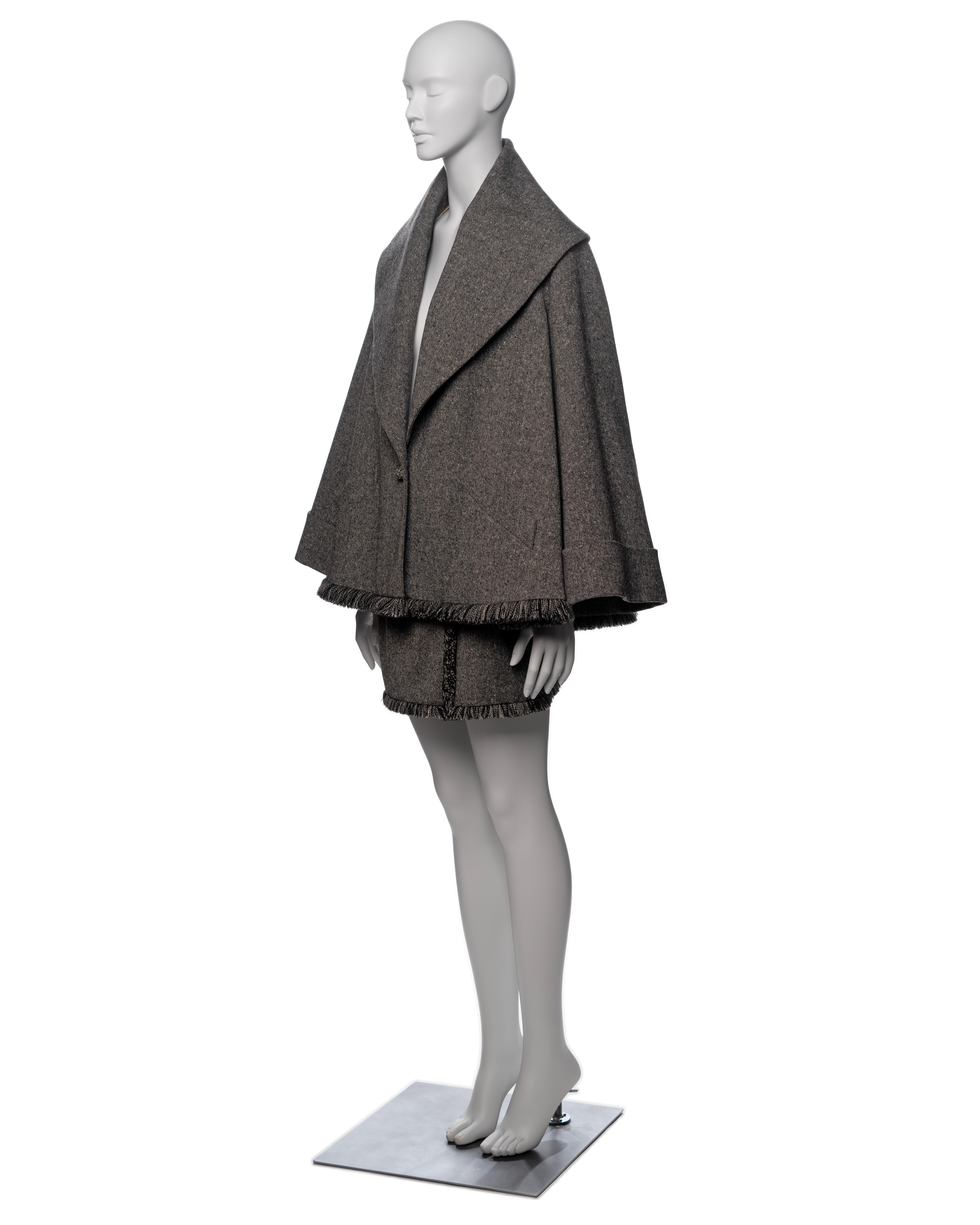Christian Dior by John Galliano Grey Tweed Jacket and Mini Skirt Suit, FW 1998 For Sale 1