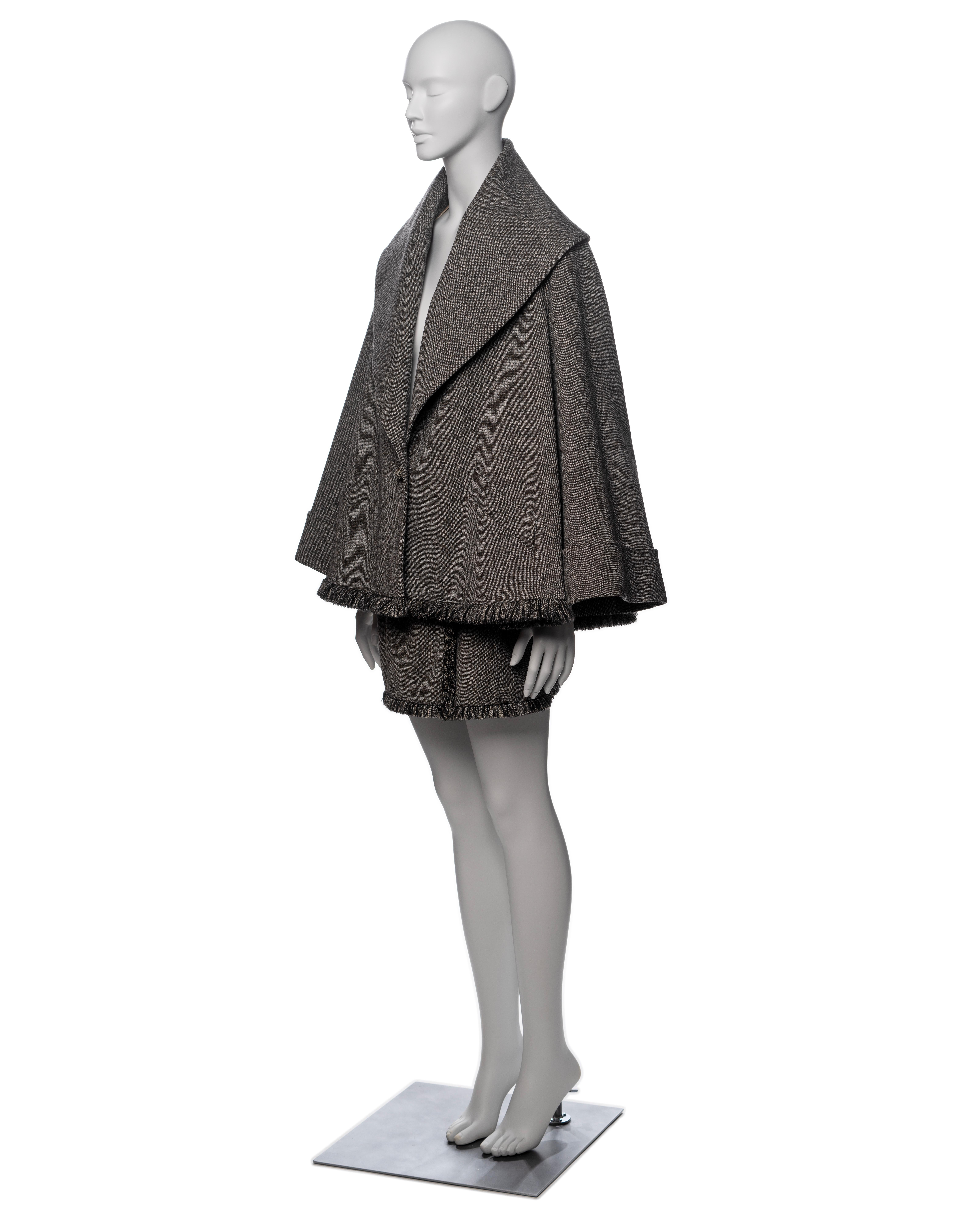 Women's Christian Dior by John Galliano Grey Tweed Jacket and Mini Skirt Suit, FW 1998