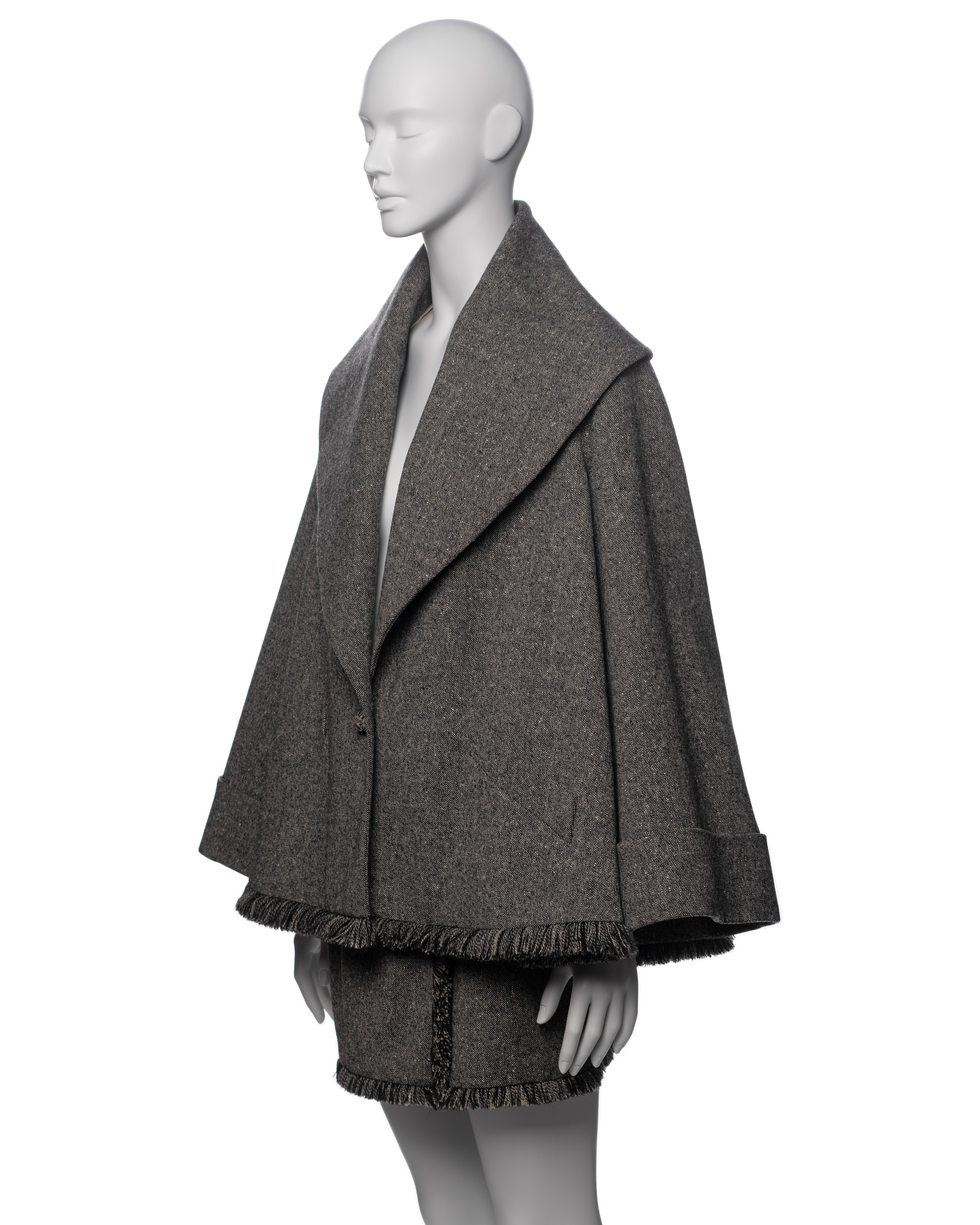 Christian Dior by John Galliano Grey Tweed Jacket and Mini Skirt Suit, FW 1998 For Sale 2