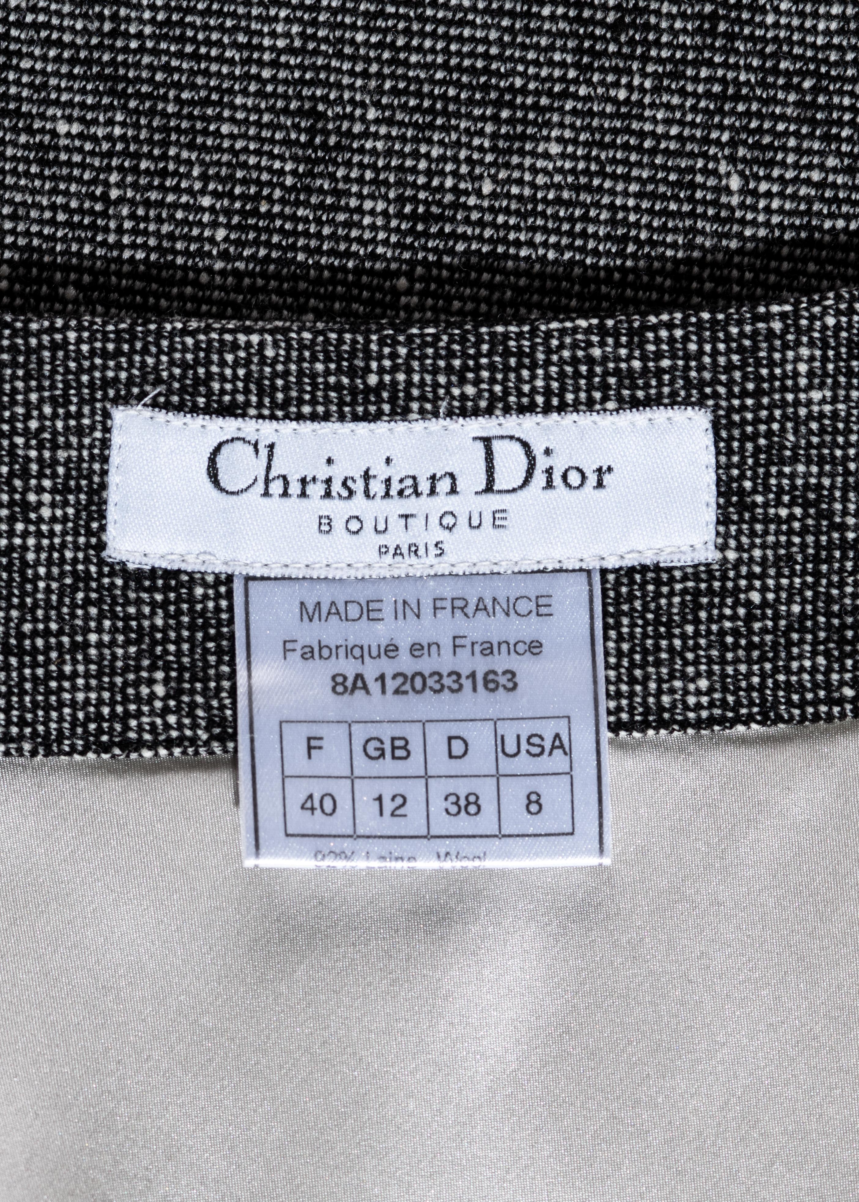 Christian Dior by John Galliano grey tweed maxi skirt suit with fox fur, fw 1998 4