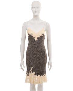 Christian Dior by John Galliano grey tweed slip dress with lace trim, fw 1998