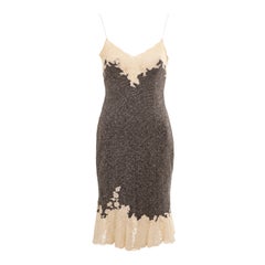 Christian Dior by John Galliano grey tweed slip dress with lace trim, fw 1998