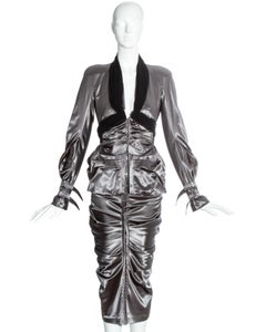 Christian Dior by John Galliano gunmetal grey corseted skirt suit, ss 2004