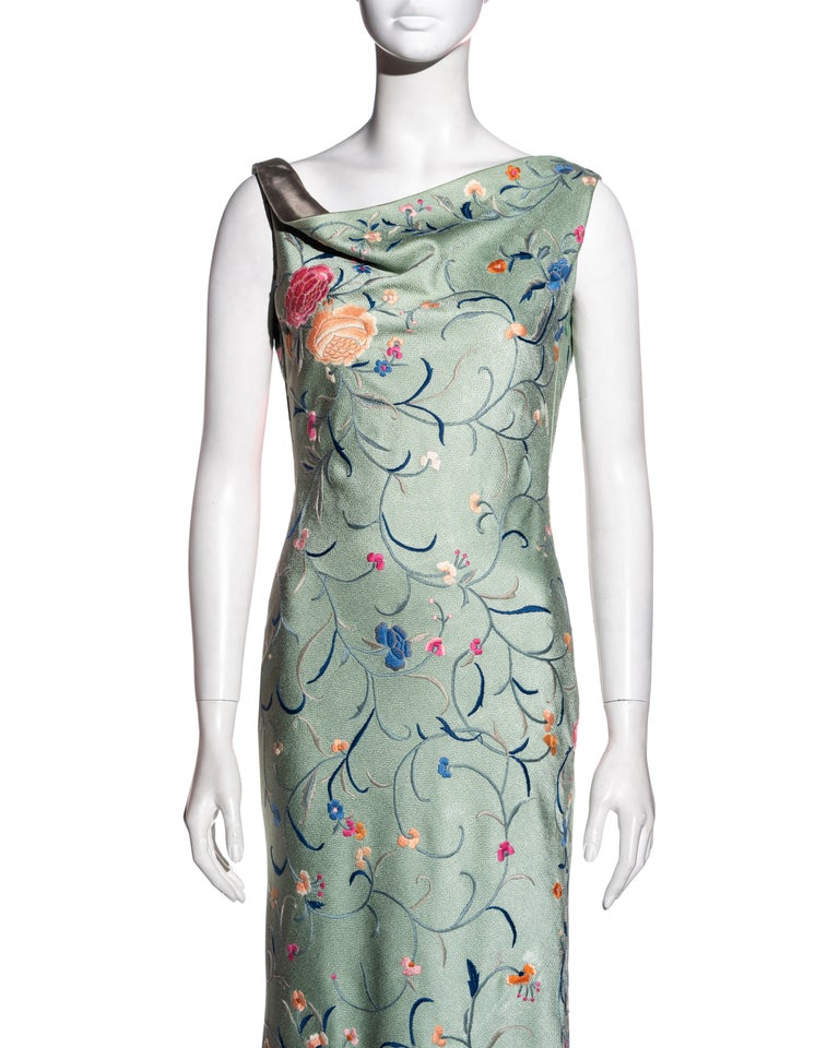 Christian Dior by John Galliano floral embroidered silk evening dress, fw  1997 For Sale at 1stDibs