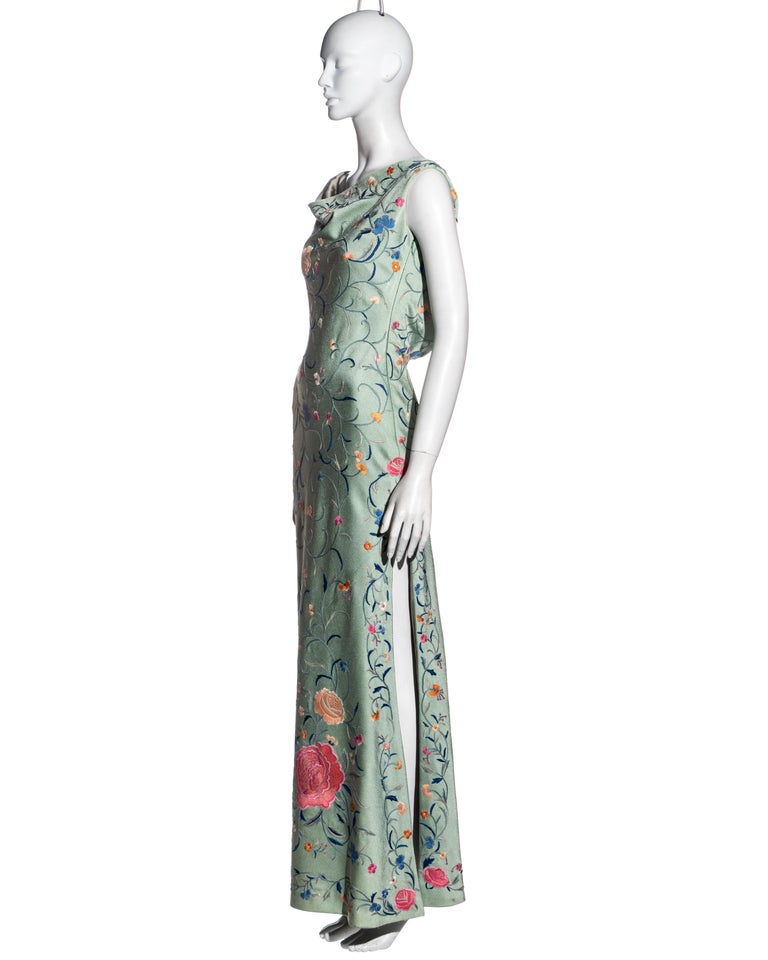 Christian Dior by John Galliano floral embroidered silk evening dress, fw  1997 For Sale at 1stDibs