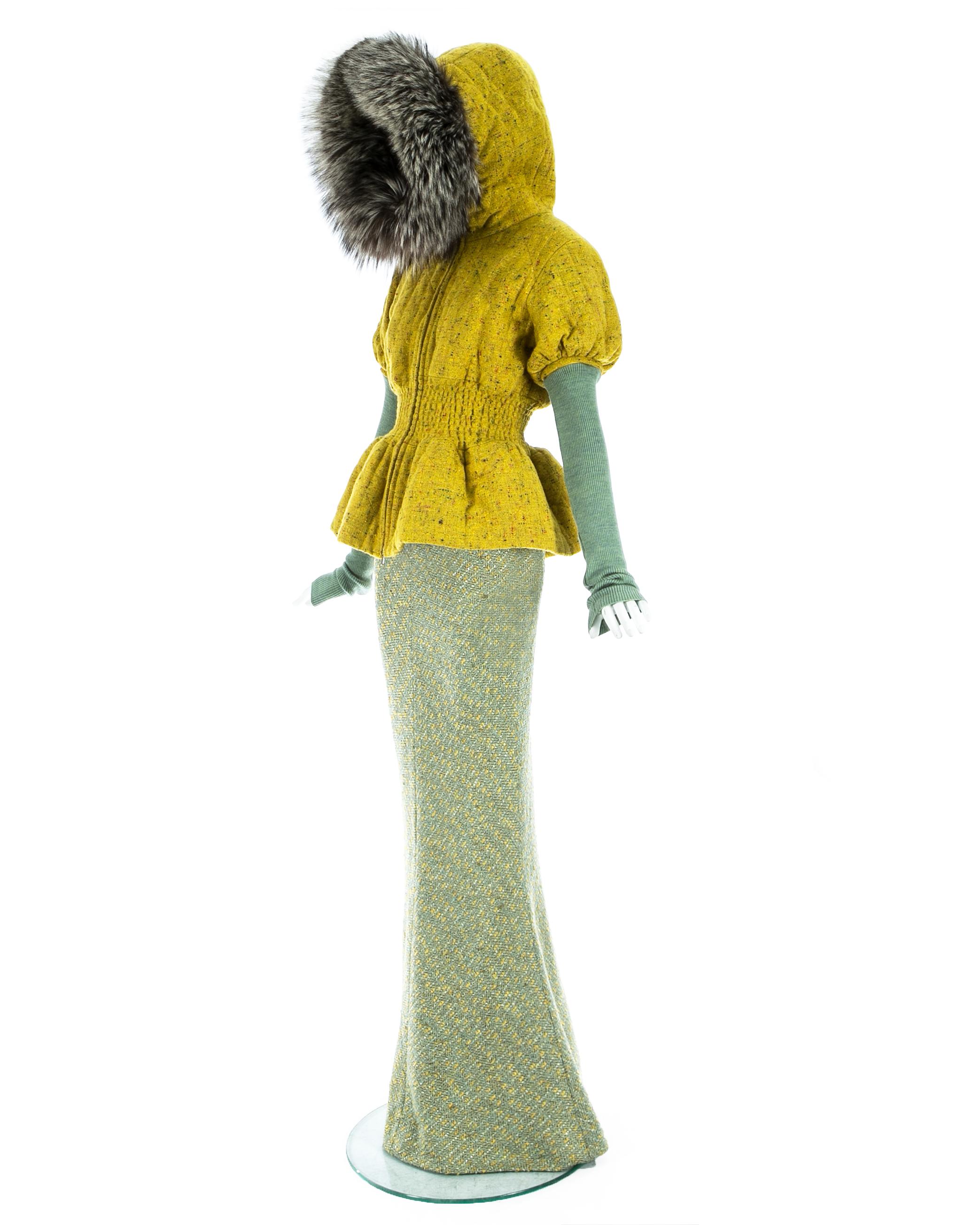 Christian Dior by John Galliano hooded tweed jacket and skirt ensemble, fw 1998 For Sale 2