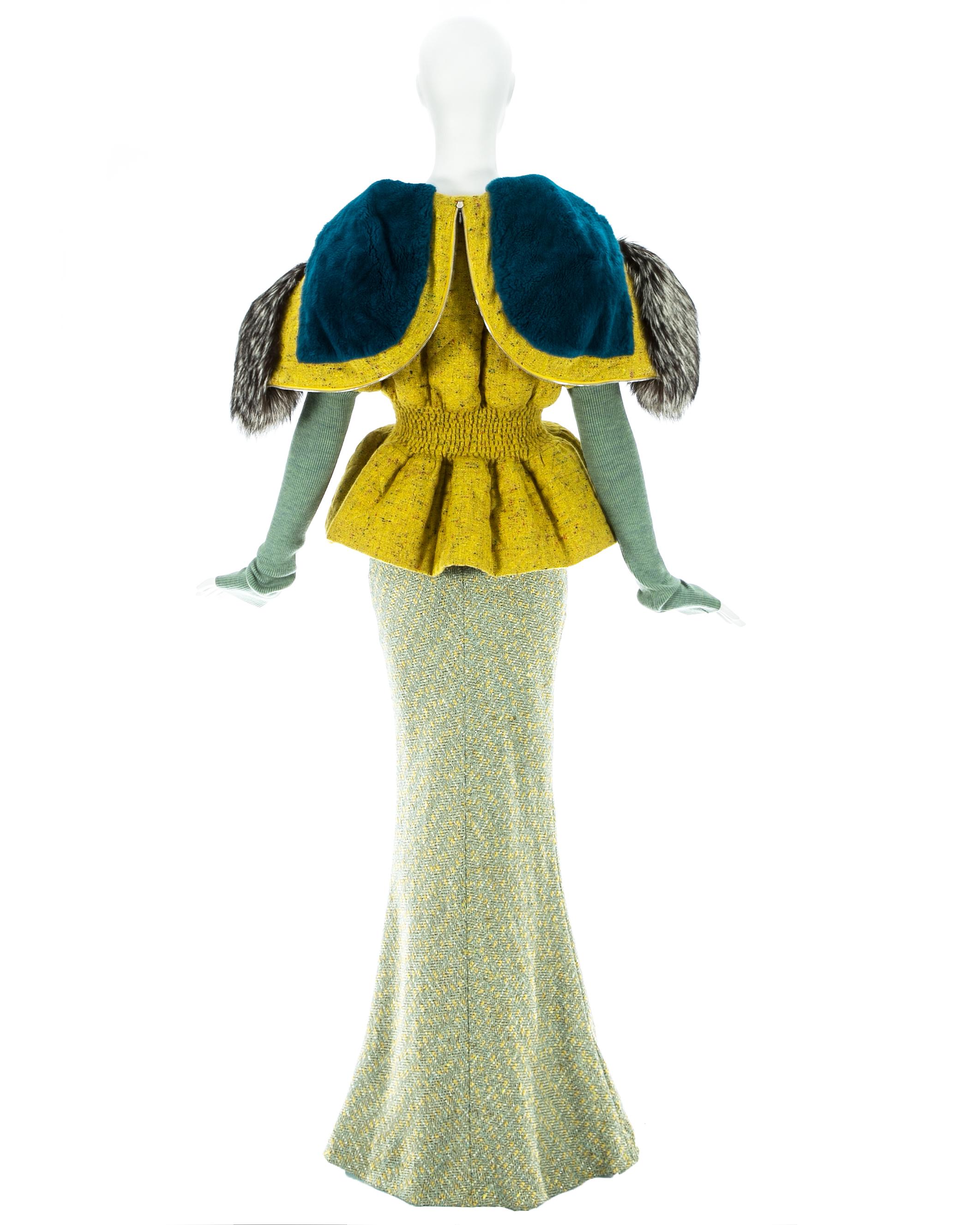 Christian Dior by John Galliano hooded tweed jacket and skirt ensemble, fw 1998 In Good Condition For Sale In London, London