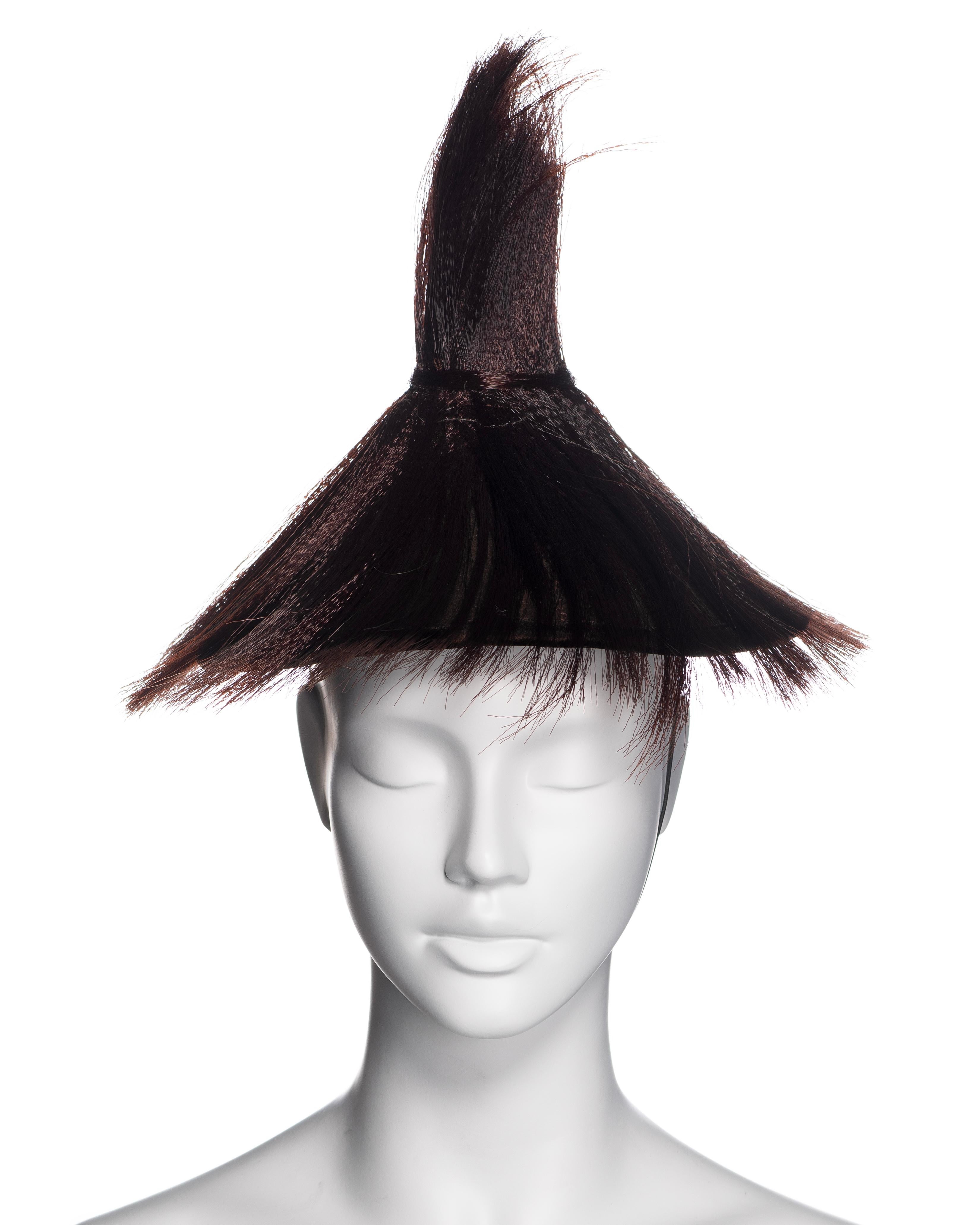 Black Christian Dior by John Galliano Horse Hair Conical Fascinator Hat, FW 2007 For Sale