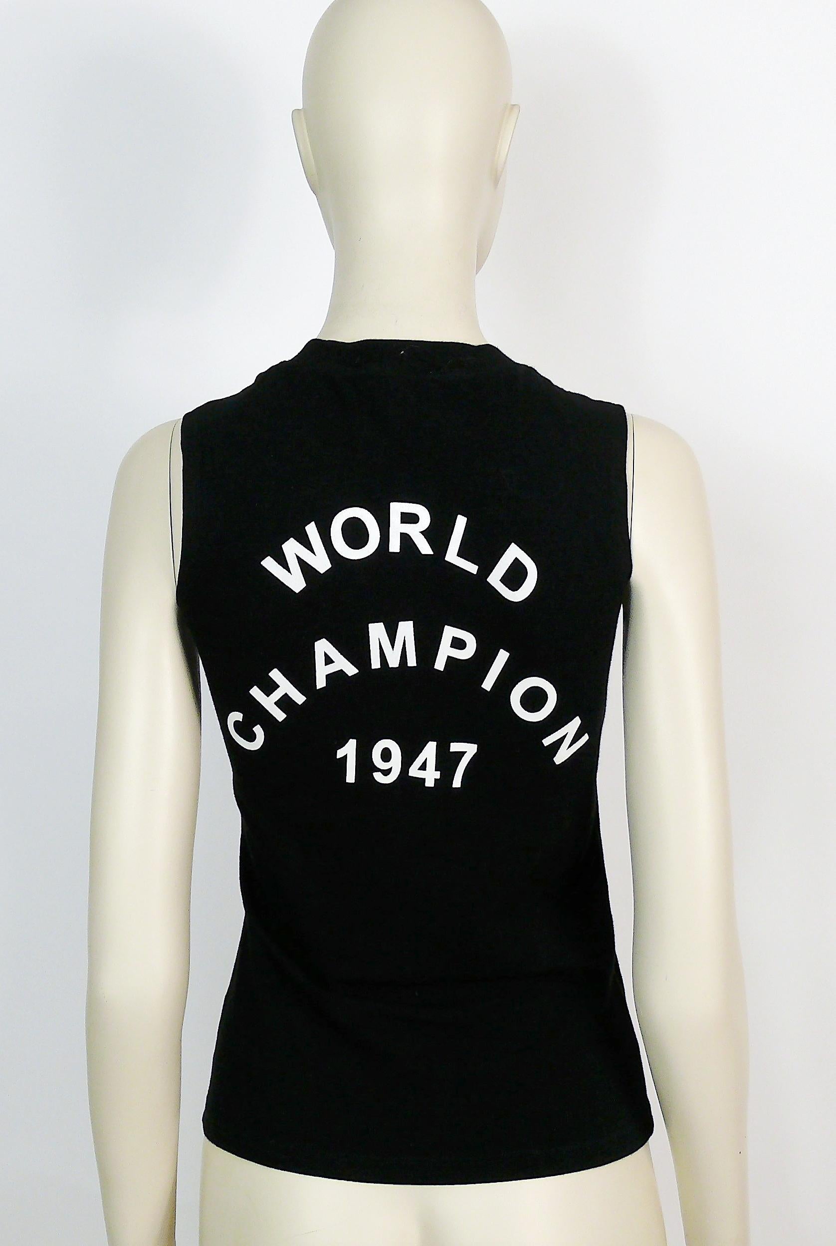 Christian Dior by John Galliano Iconic Black J'Adore Dior Tank Top US Size 8 In Good Condition In Nice, FR