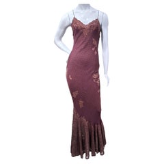 Christian Dior by John Galliano Ikonisches Kleid aus Maroon mit Tupfen und Spitze, H/W 2000