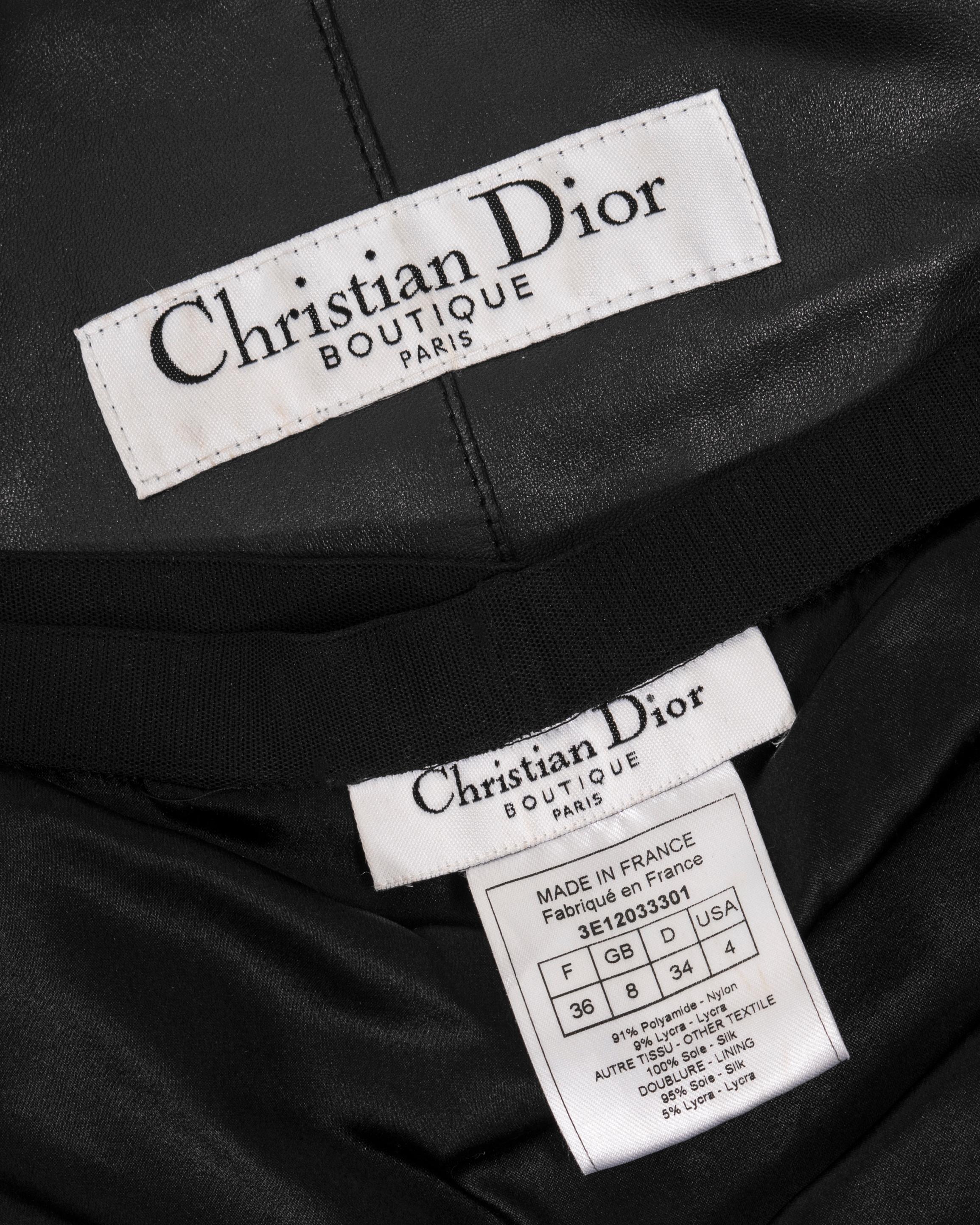 Christian Dior par John Galliano - Ensemble veste et jupe en cuir à l'intérieur et extérieur, printemps-été 2003 en vente 12