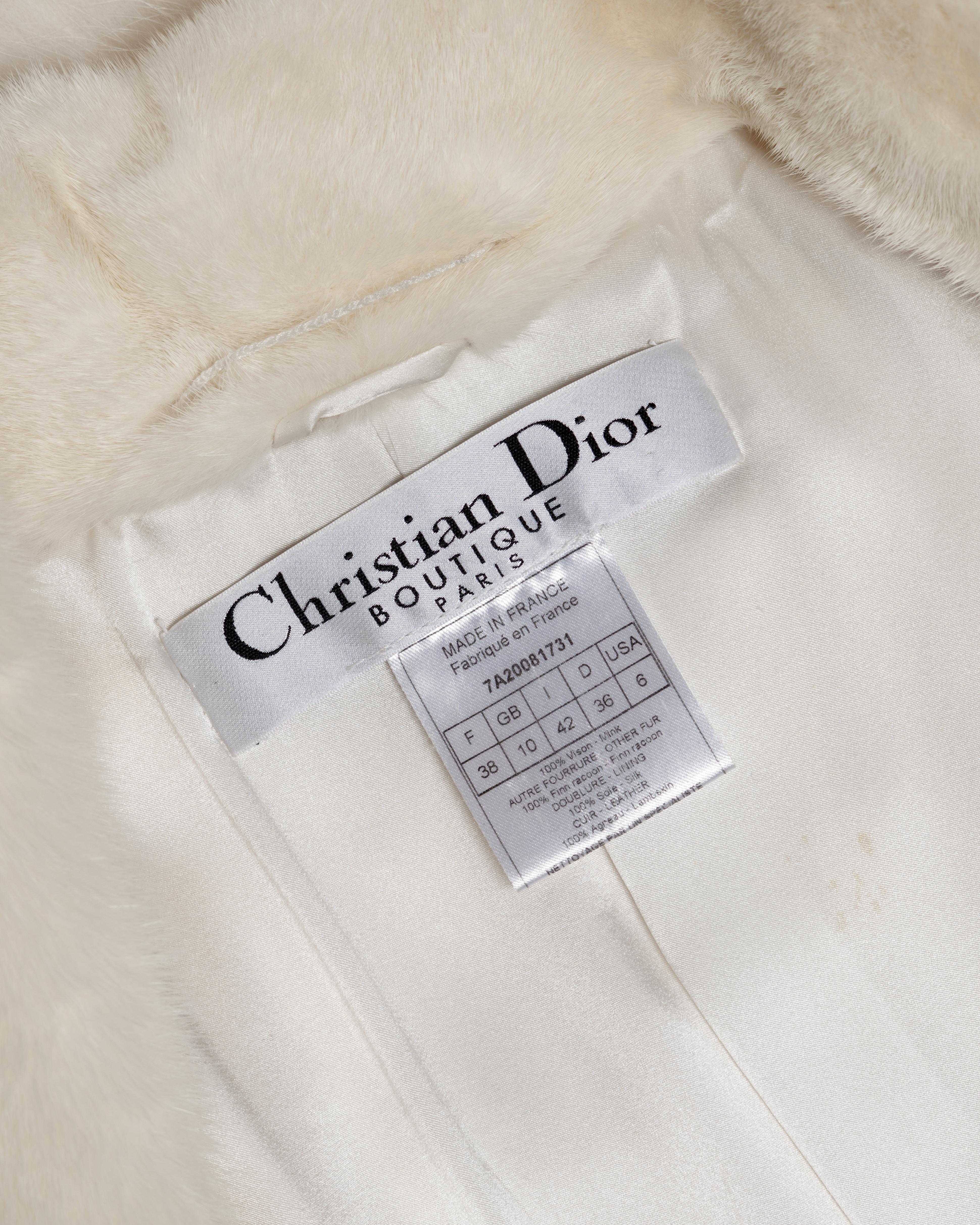 Christian Dior by John Galliano Ivory Mink and Raccoon Fur Coat, FW 2007 For Sale 6