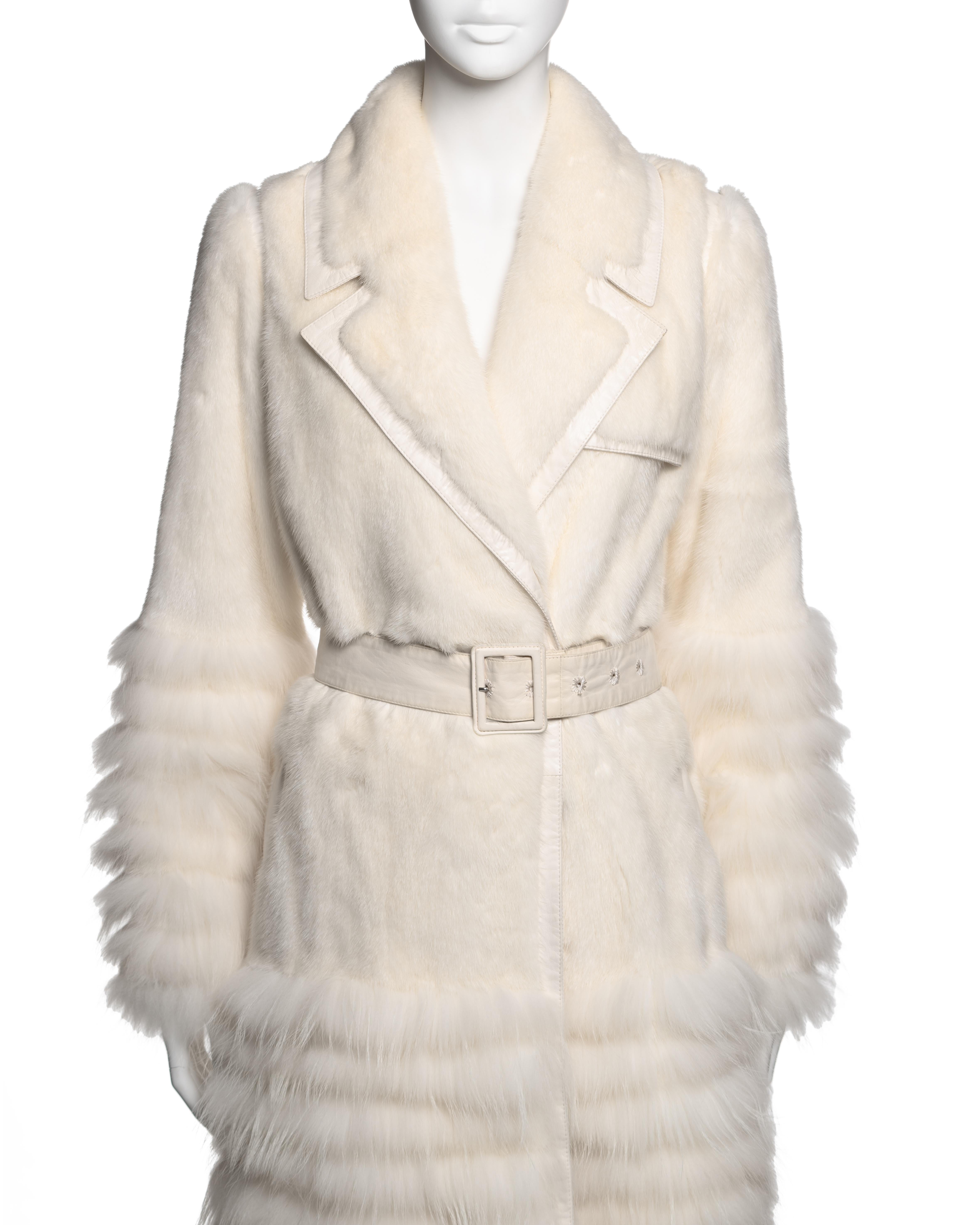 Beige Christian Dior by John Galliano Ivory Mink and Raccoon Fur Coat, FW 2007 For Sale