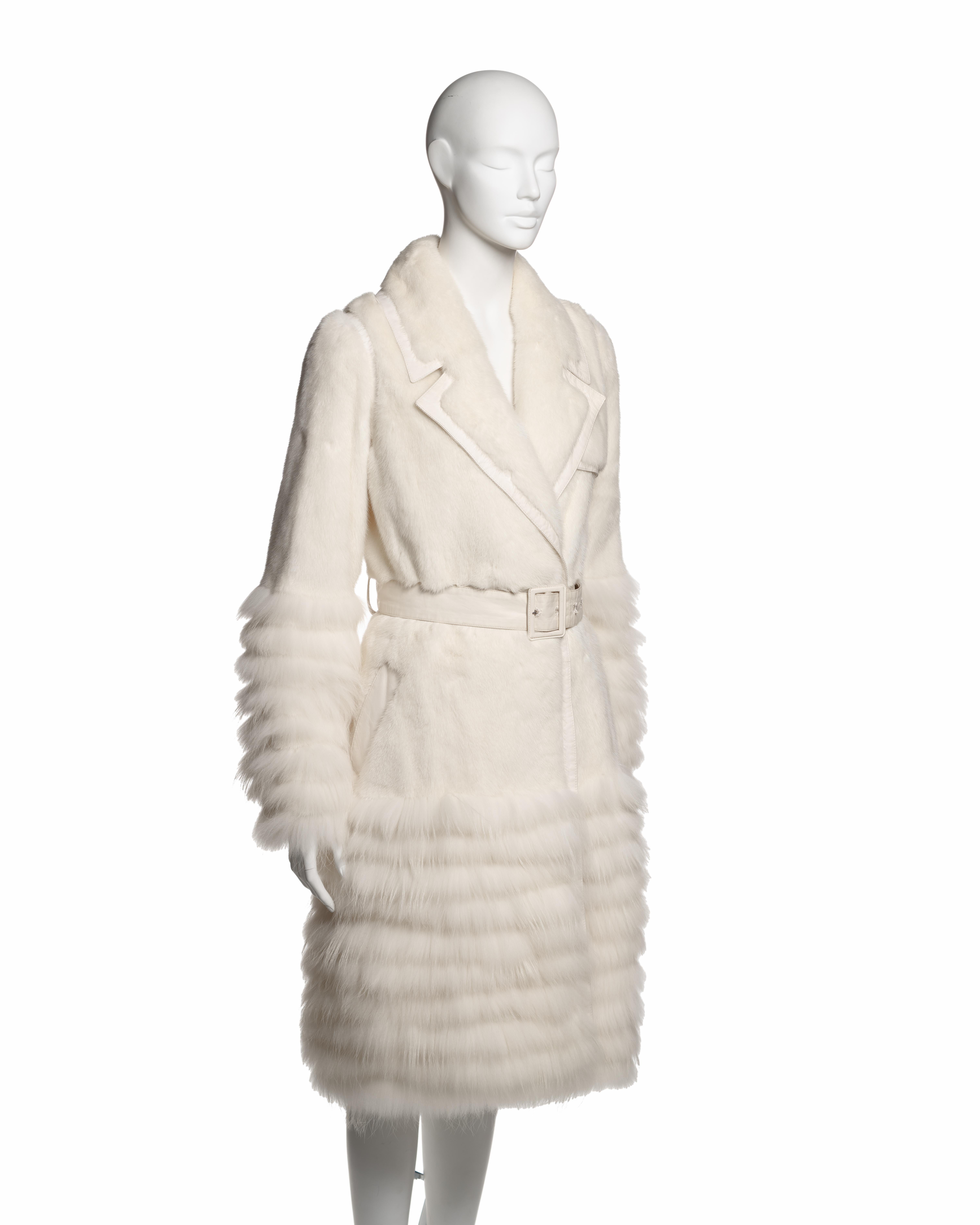 Christian Dior by John Galliano Ivory Mink and Raccoon Fur Coat, FW 2007 In Excellent Condition For Sale In London, GB