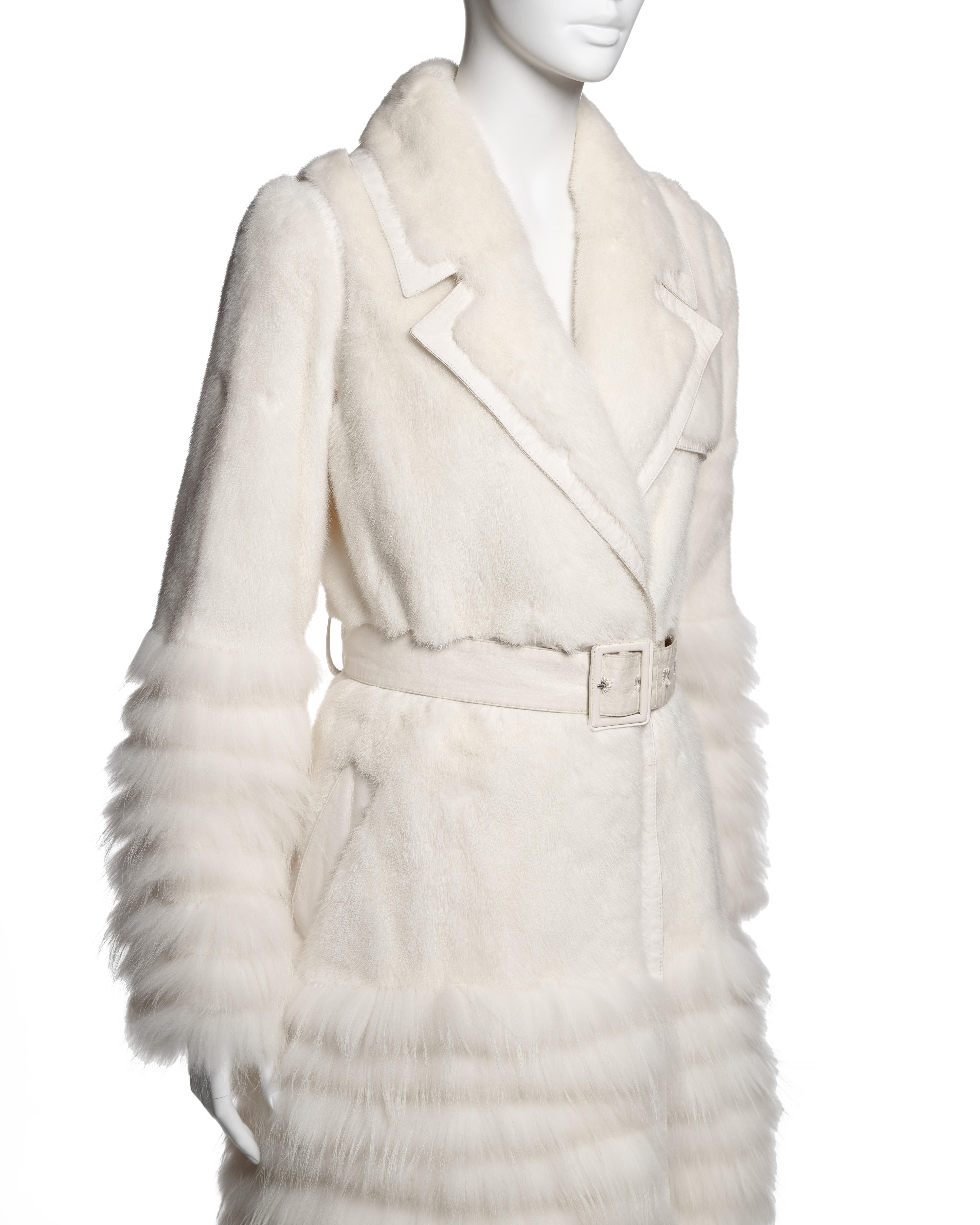 Women's Christian Dior by John Galliano Ivory Mink and Raccoon Fur Coat, FW 2007 For Sale