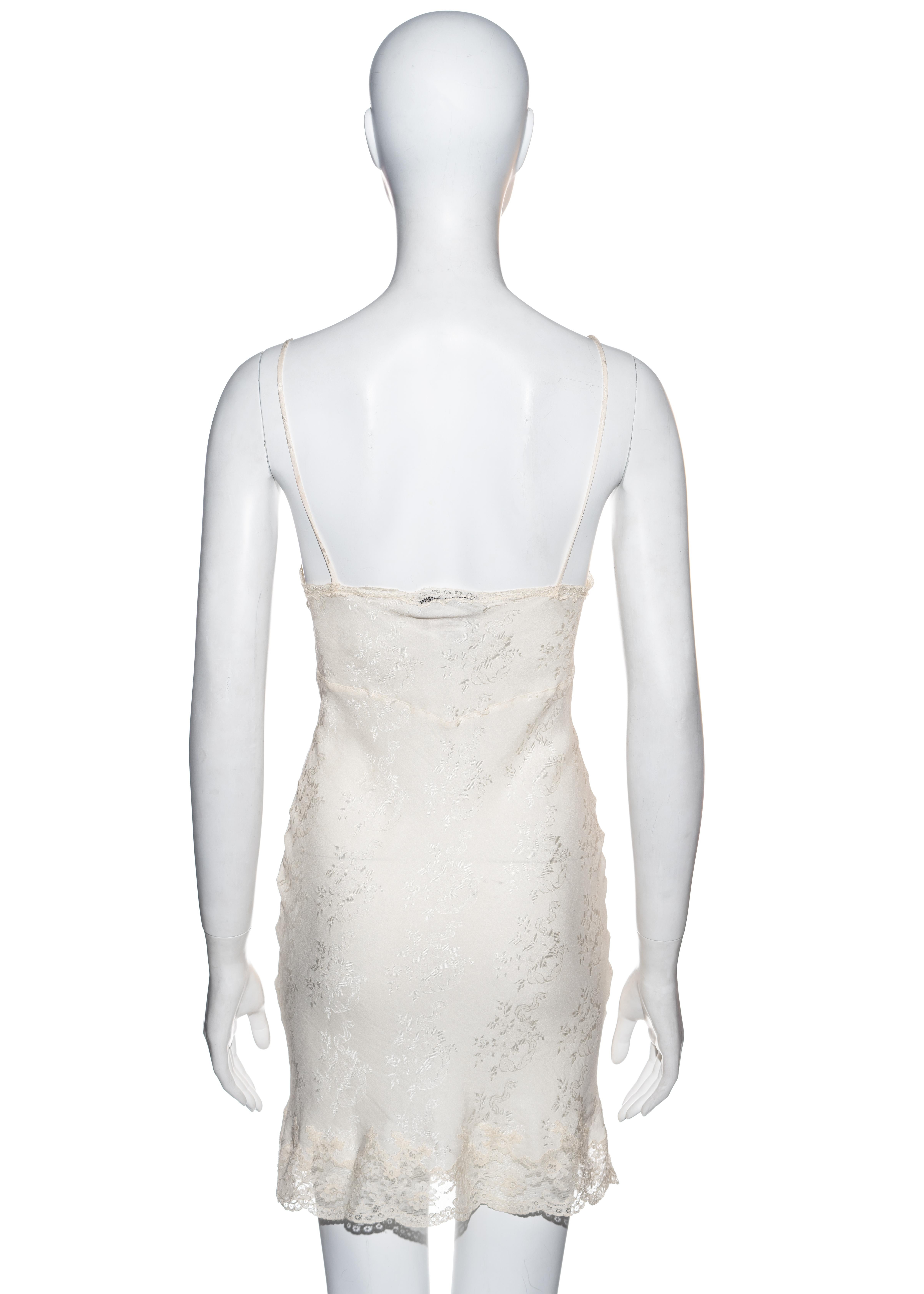 Gray Christian Dior by John Galliano ivory silk jacquard and lace slip dress, ss 1998