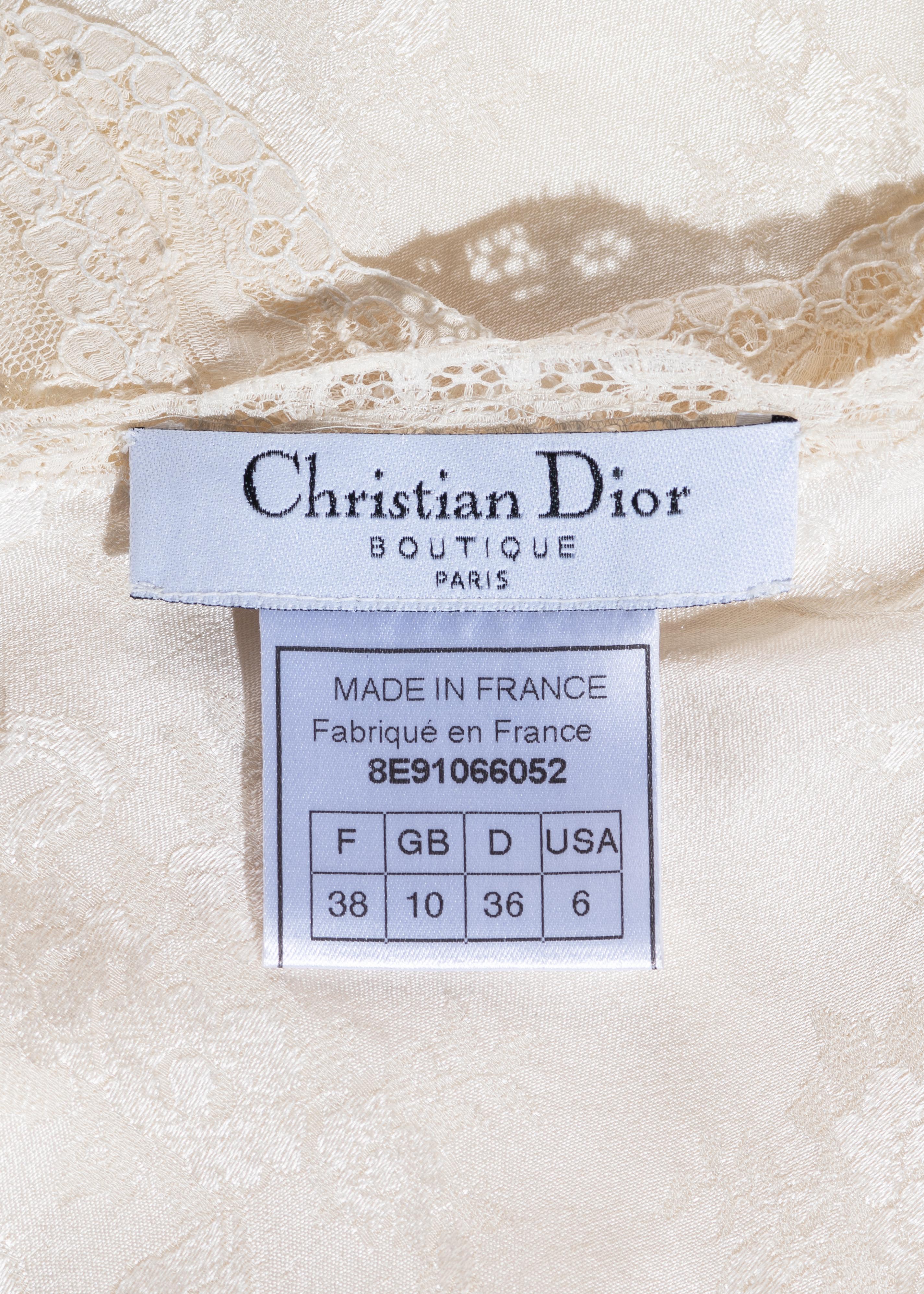Women's Christian Dior by John Galliano ivory silk jacquard and lace slip dress, ss 1998