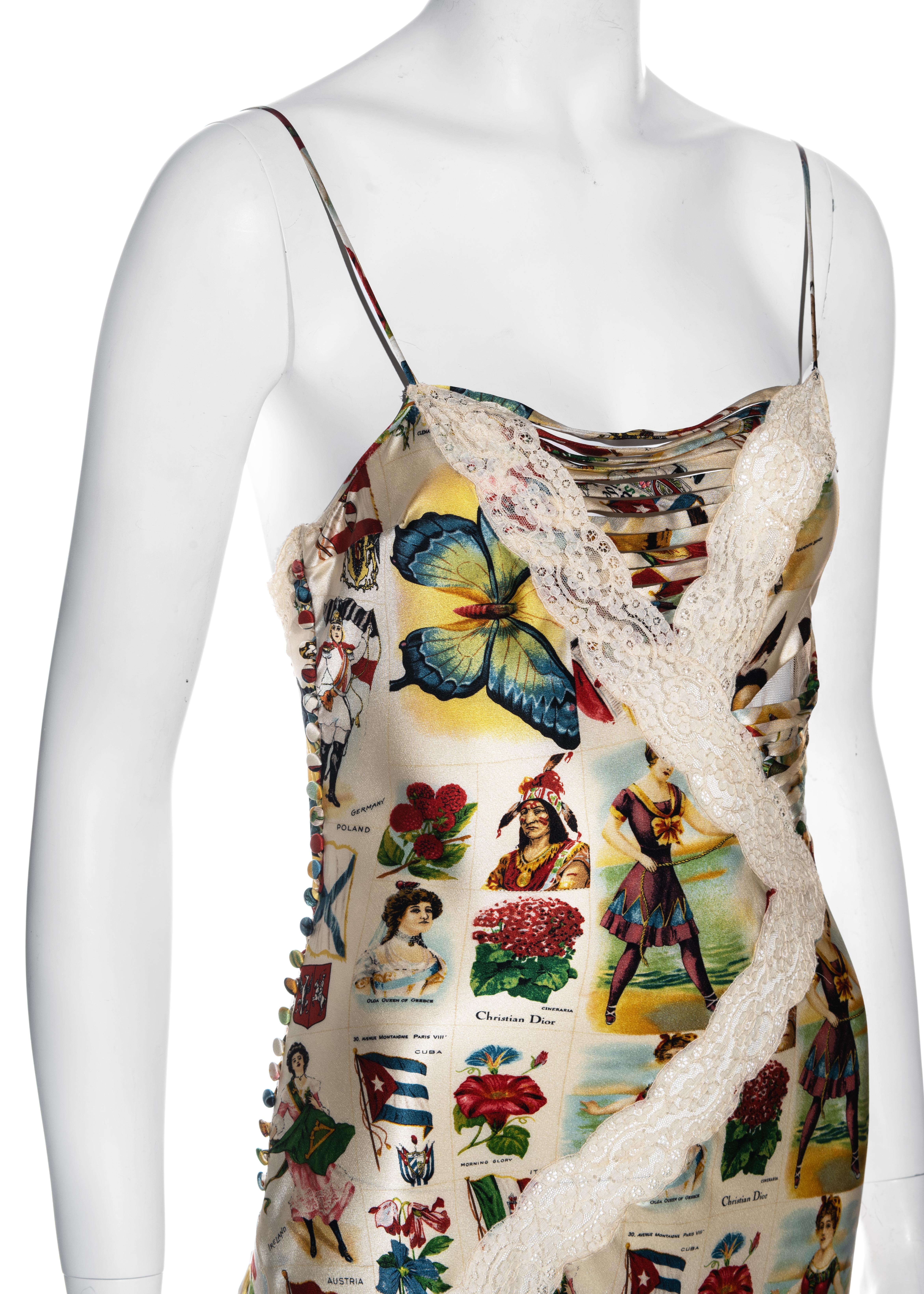 Christian Dior by John Galliano ivory silk stamp print slip dress, ss 2002 In Excellent Condition In London, GB