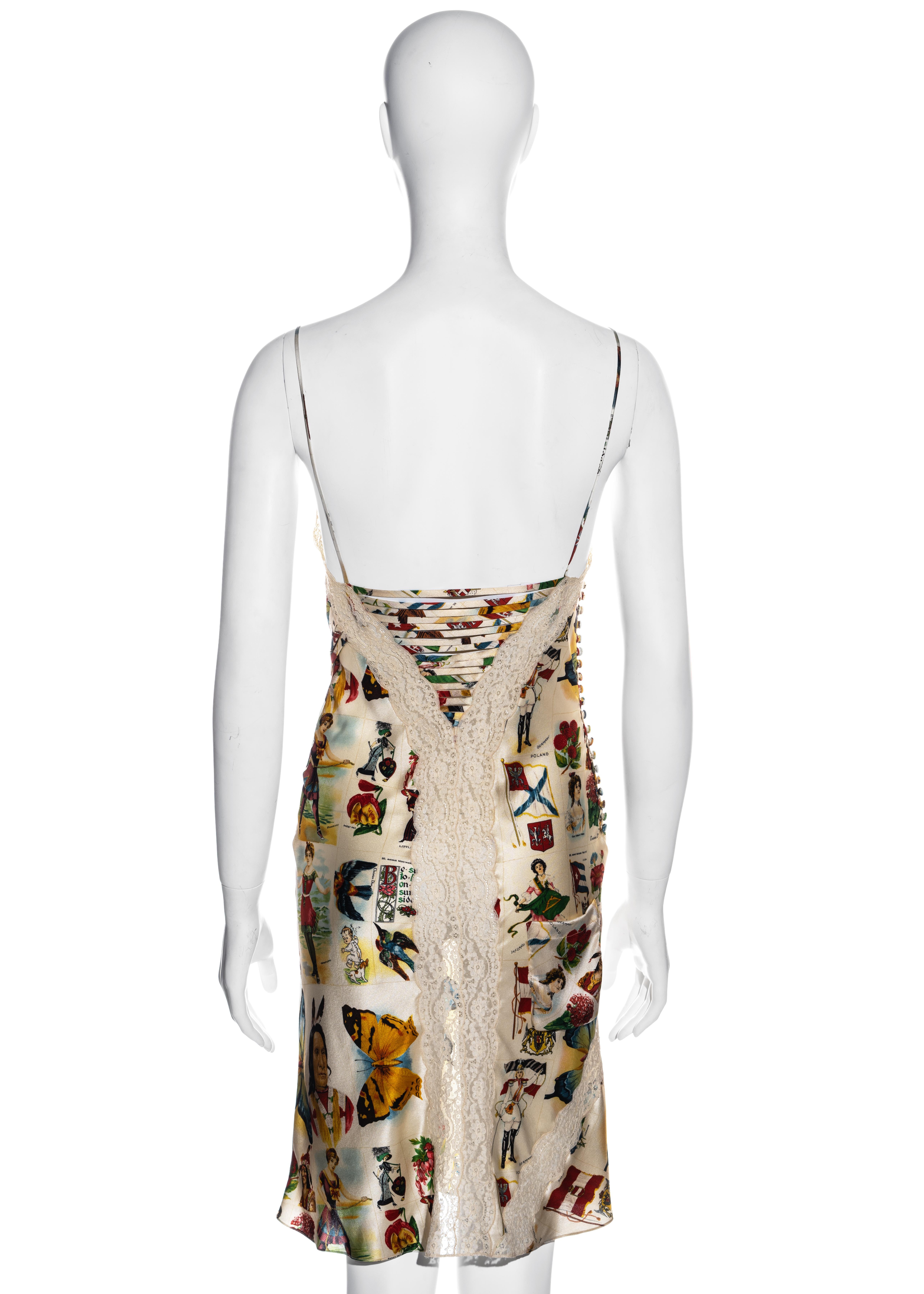 Women's Christian Dior by John Galliano ivory silk stamp print slip dress, ss 2002