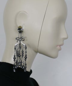CHRISTIAN DIOR by JOHN GALLIANO Jewelled Bow Dangling Earrings