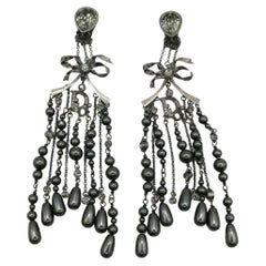 CHRISTIAN DIOR by JOHN GALLIANO Jewelled Bow Dangling Earrings