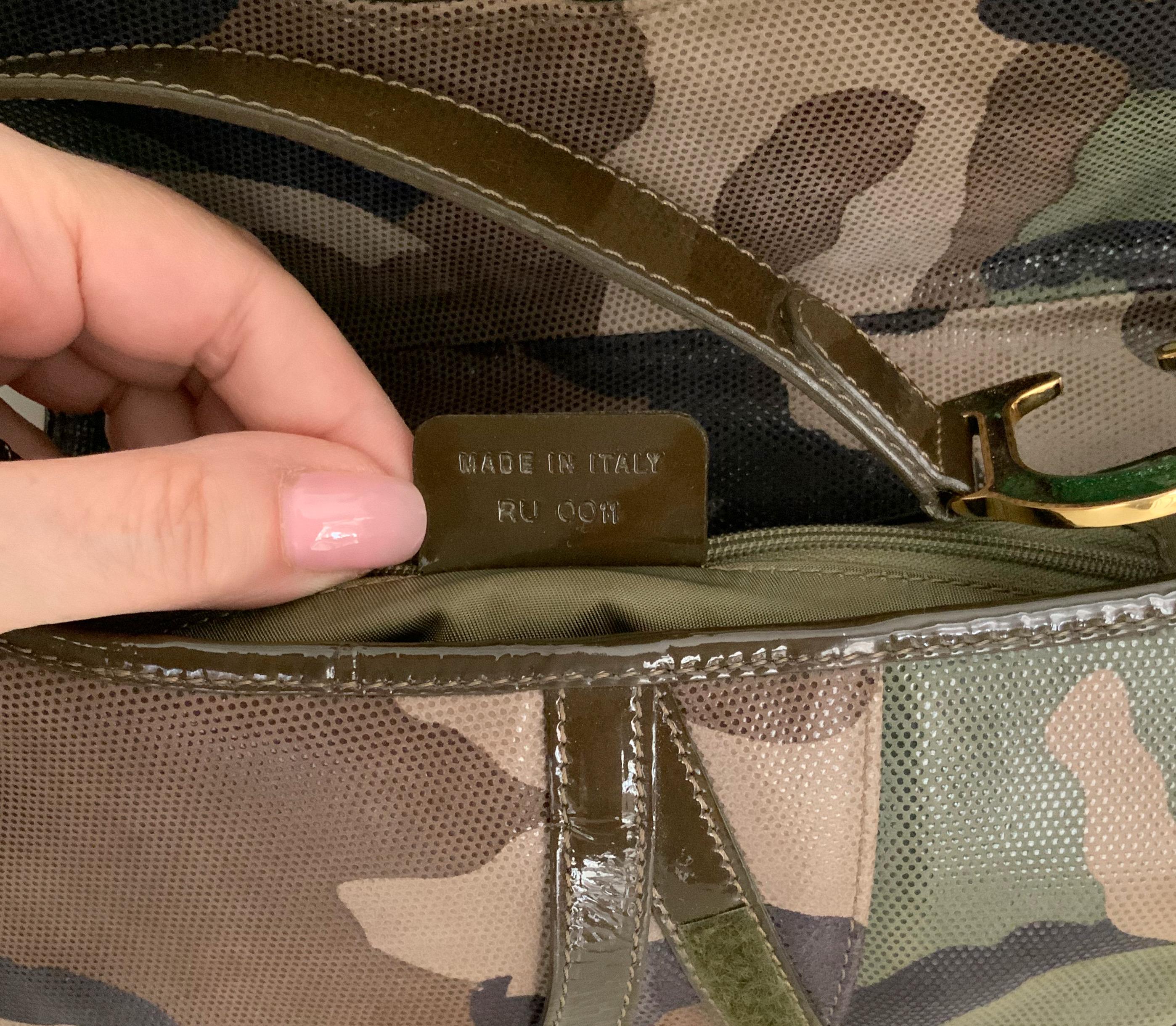 Christian Dior by John Galliano Khaki Camouflage Printed Leather Saddle Bag 2