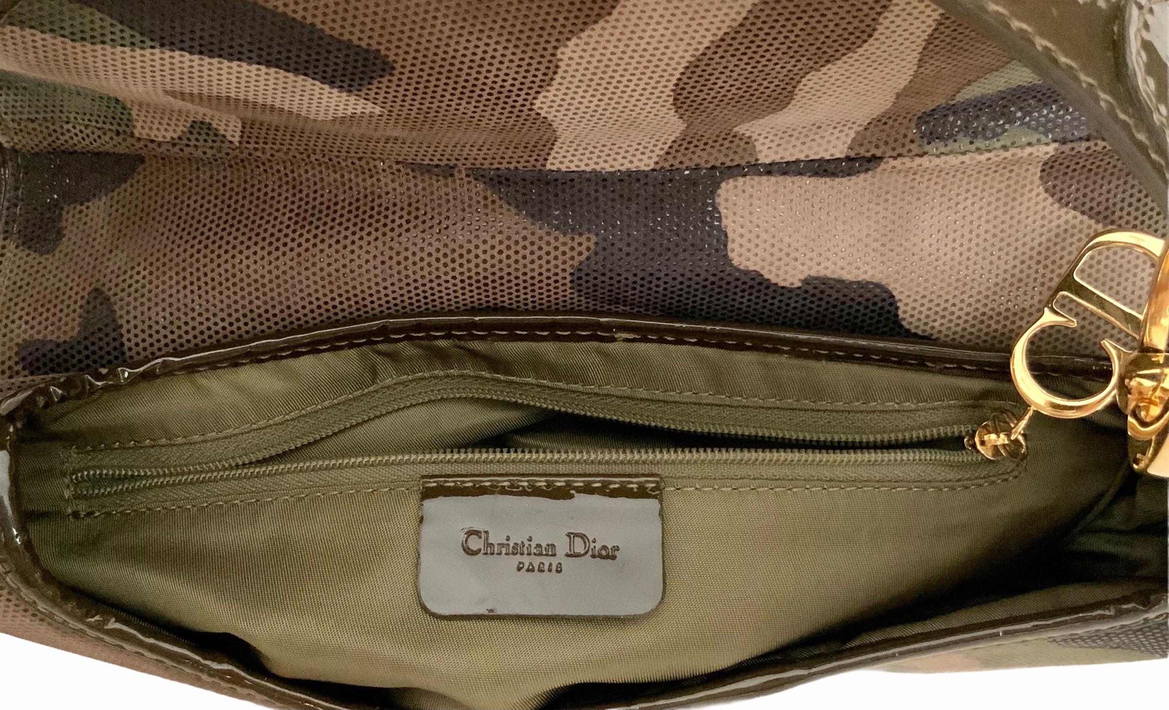 Women's or Men's Christian Dior by John Galliano Khaki Camouflage Printed Leather Saddle Bag
