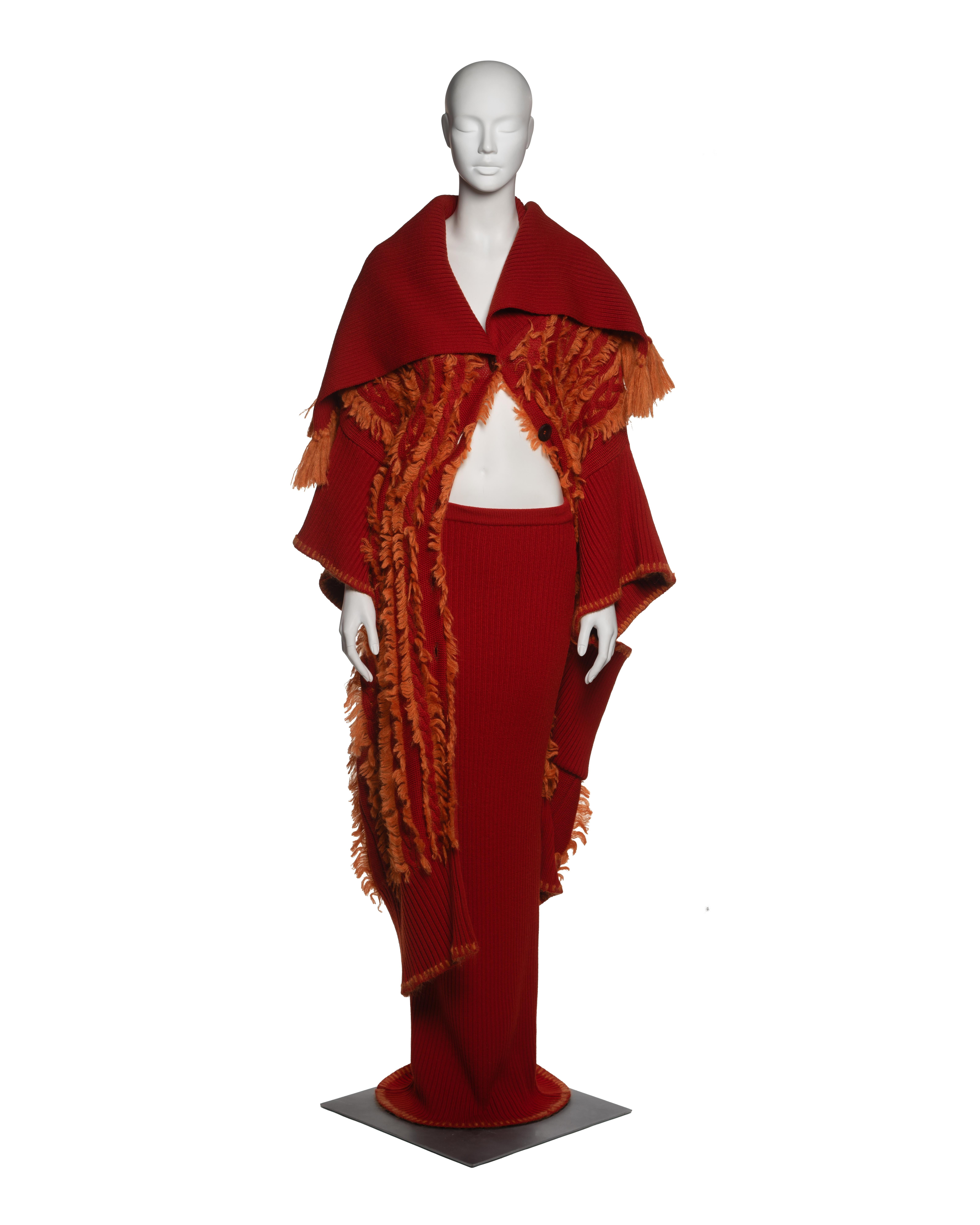 Women's Christian Dior by John Galliano Knitted Wool Coat and Skirt Ensemble, FW 1999 For Sale
