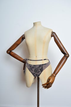 Christian Dior By John Galliano Lace Print Pink & Black Bikini Pants - Bottoms