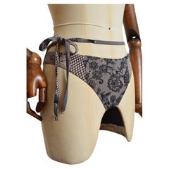 Christian Dior By John Galliano Lace Print Pink & Black Bikini Pants - Bottoms