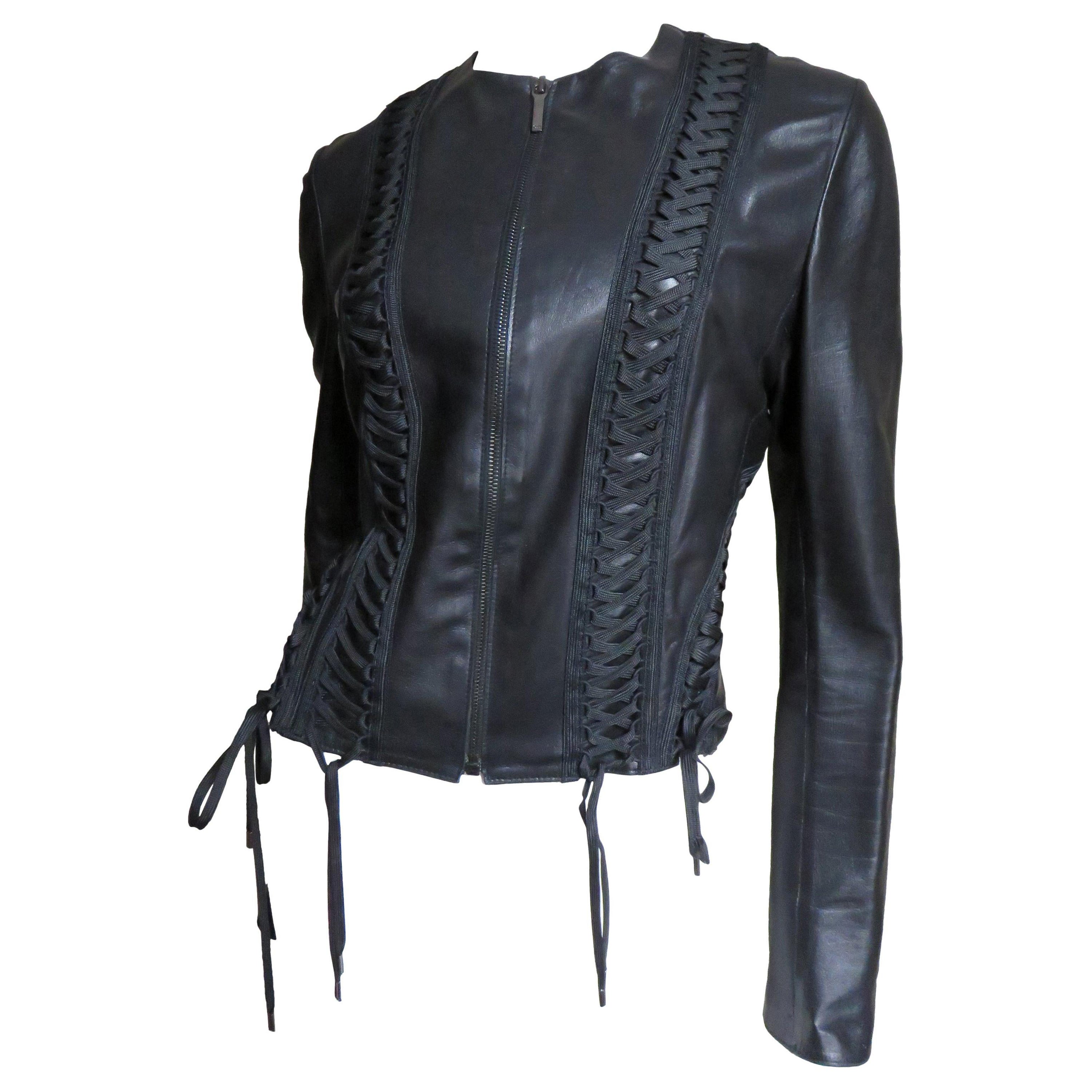 Christian Dior by John Galliano Lace-up Leather Jacket S/S 2002